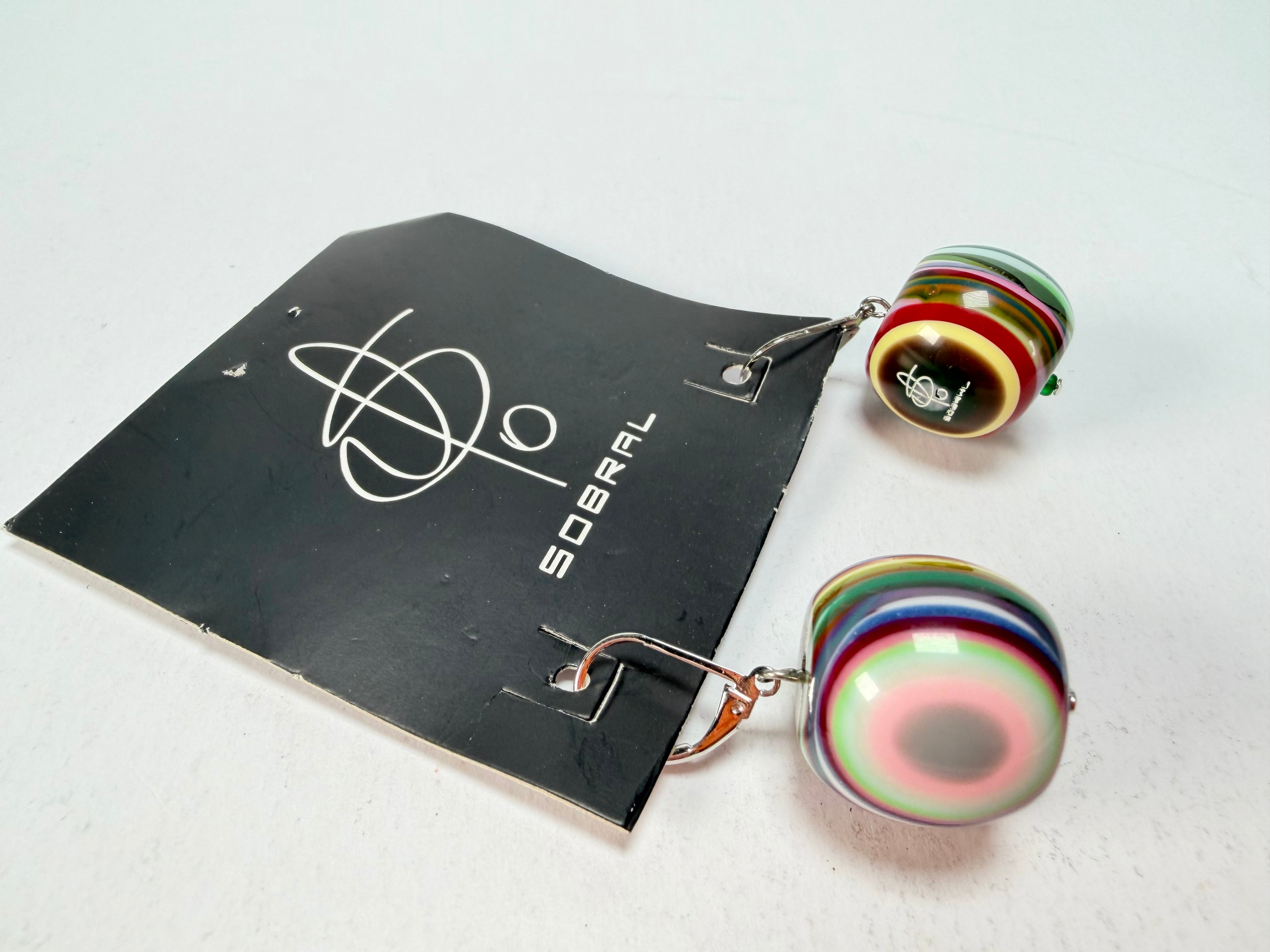 Jackie Brazil "Cat Eyes" Liquorice Balls Mix Colours Short Resin Earrings ( E0960 )