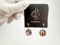 Jackie Brazil "Cat Eyes" Liquorice Balls Mix Colours Short Resin Earrings ( E0960 )