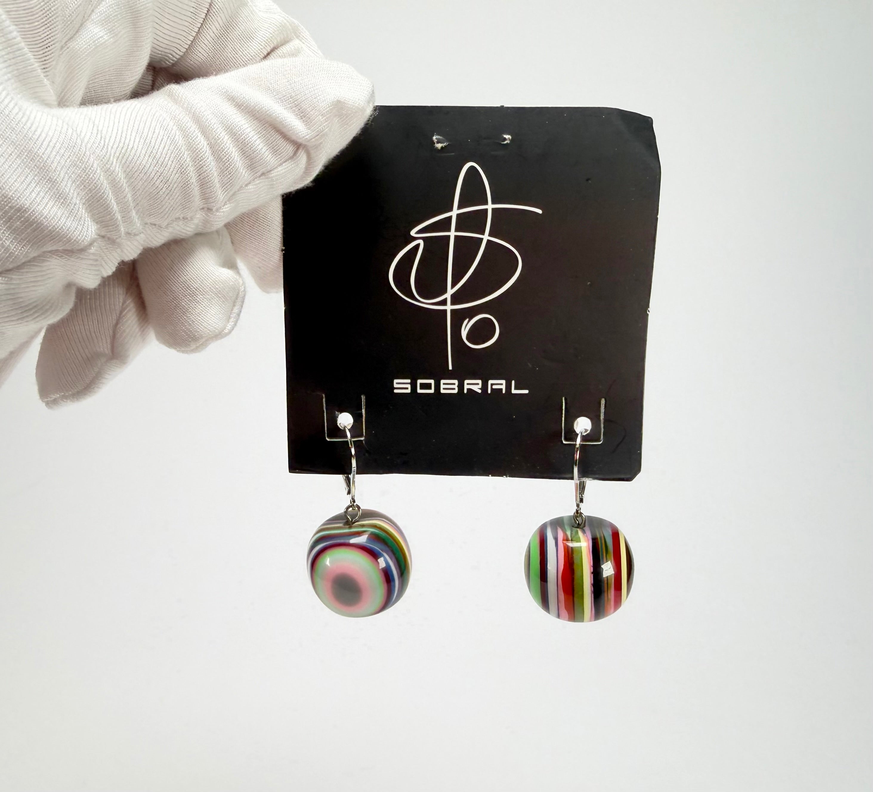 Jackie Brazil "Cat Eyes" Liquorice Balls Mix Colours Short Resin Earrings ( E0960 )