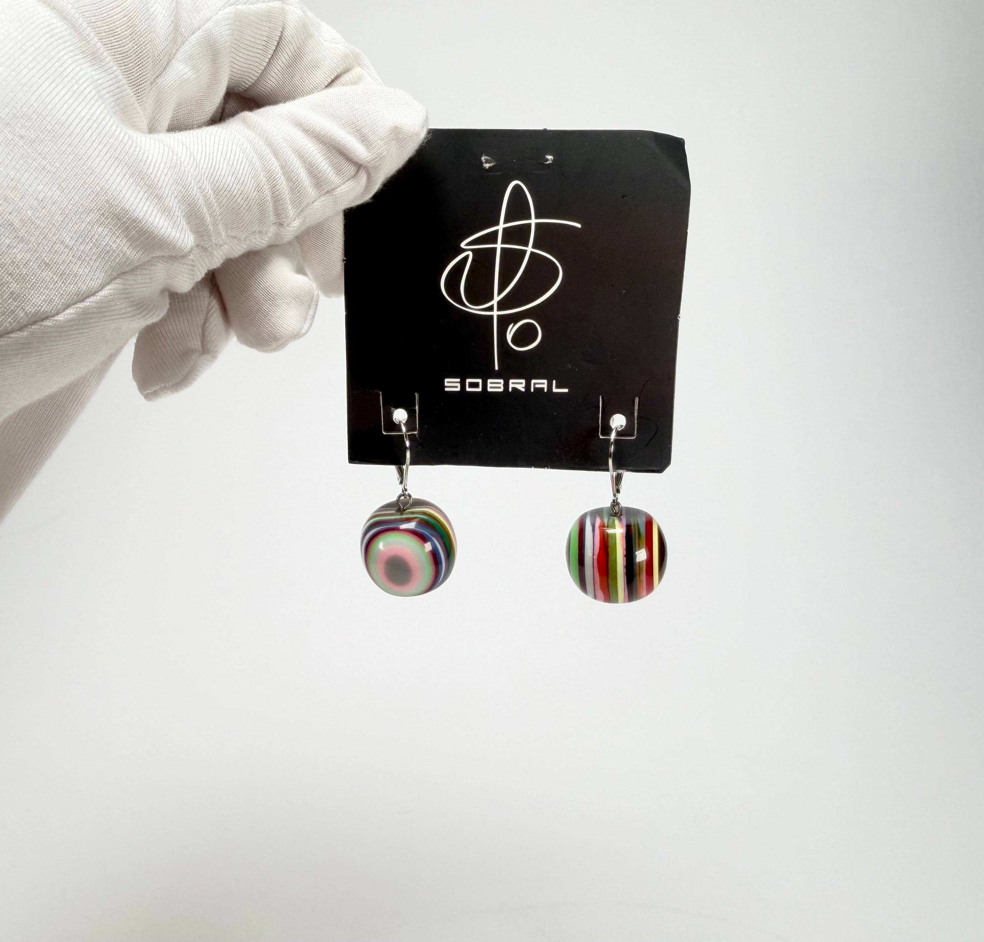 Jackie Brazil "Cat Eyes" Liquorice Balls Mix Colours Short Resin Earrings ( E0960 )