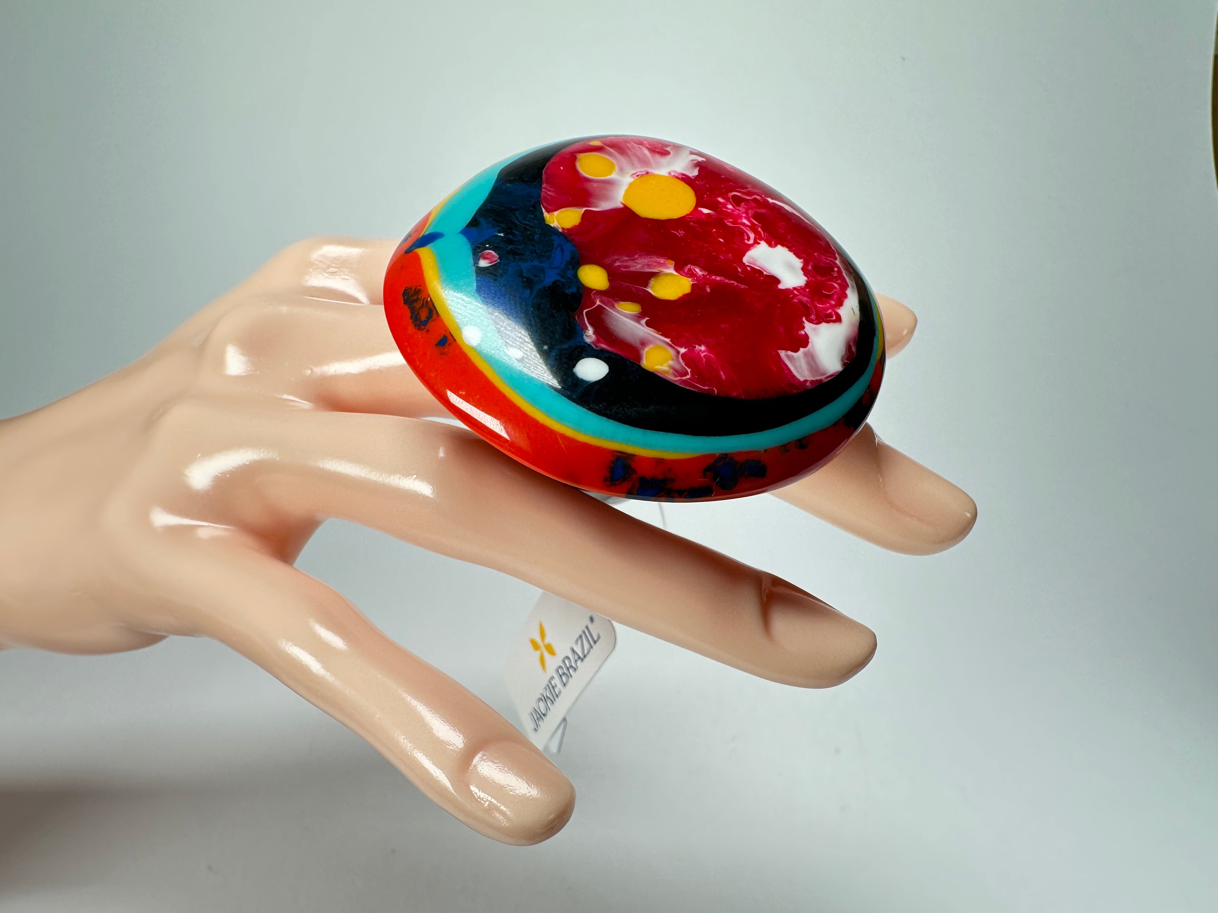 Jackie Brazil "Large Riverstone" Kandinsky 40MM Ring ( R3605 ) Size UK - U / US- 10