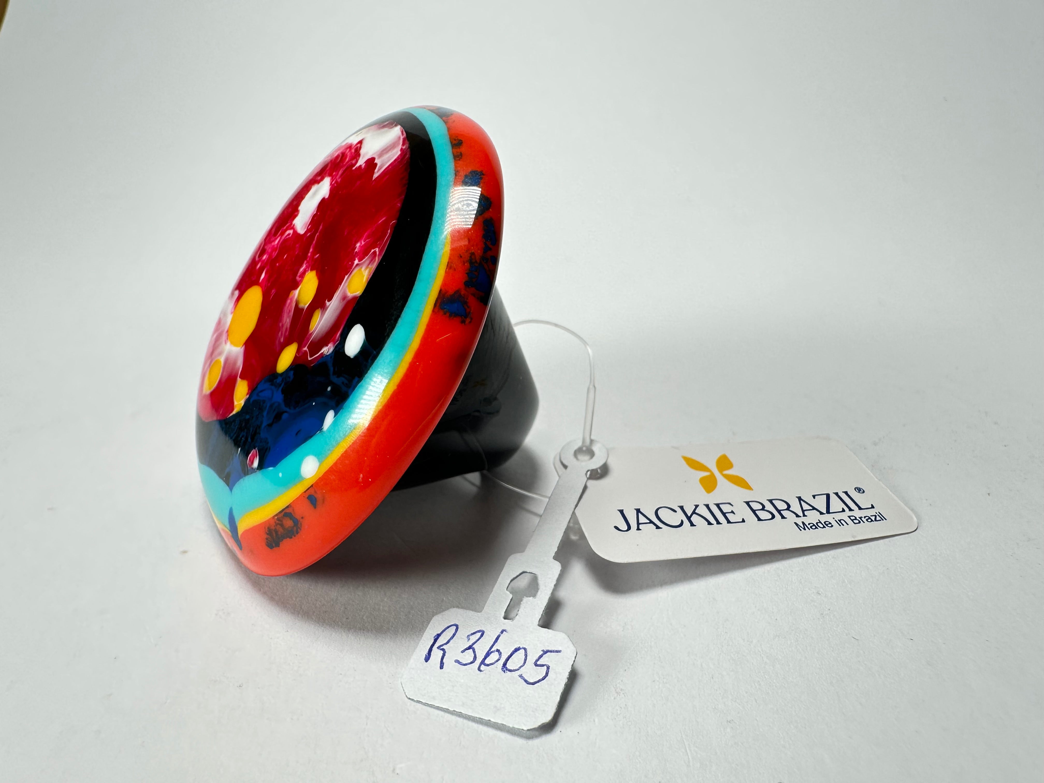 Jackie Brazil "Large Riverstone" Kandinsky 40MM Ring ( R3605 ) Size UK - U / US- 10