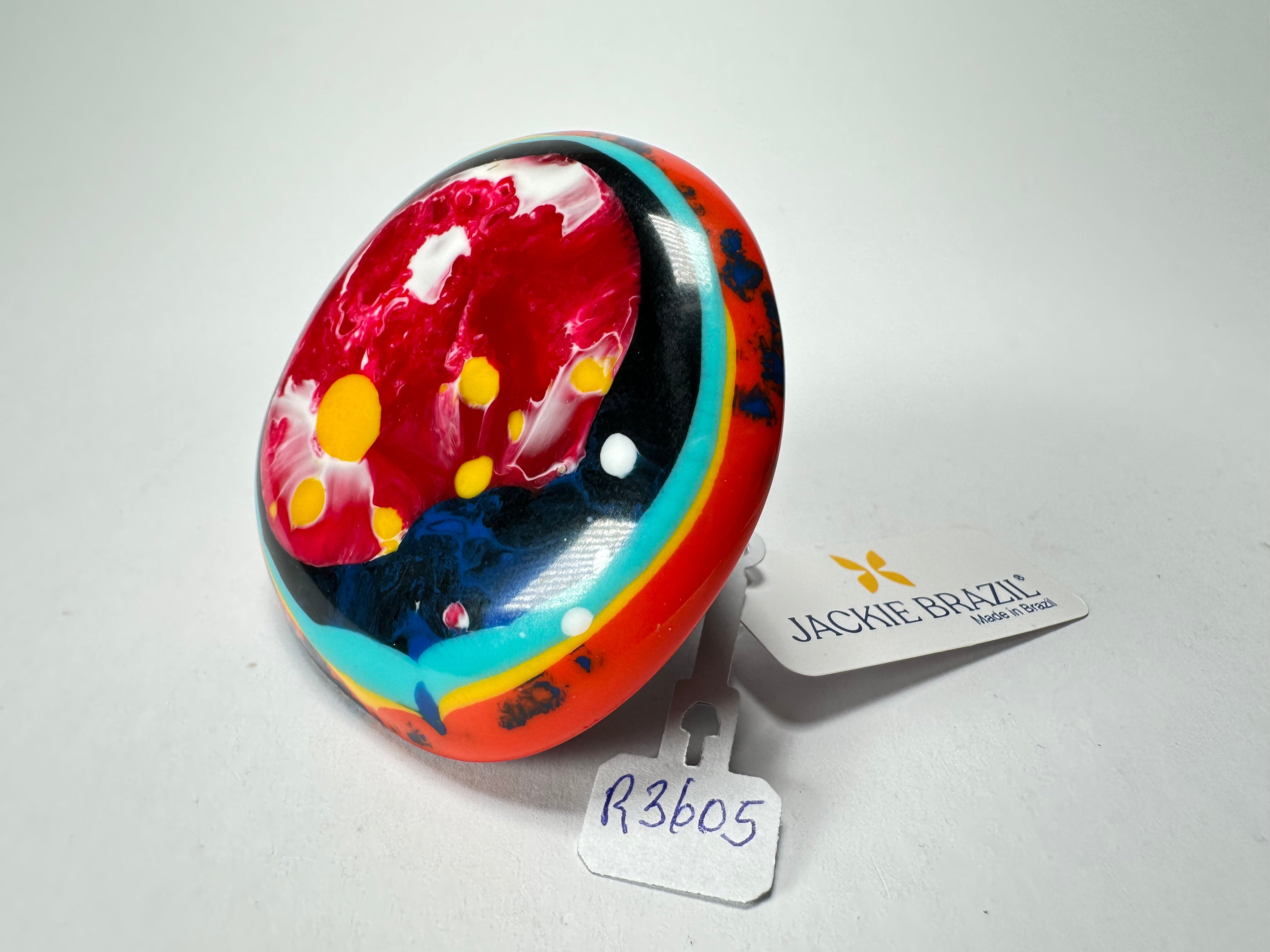 Jackie Brazil "Large Riverstone" Kandinsky 40MM Ring ( R3605 ) Size UK - U / US- 10