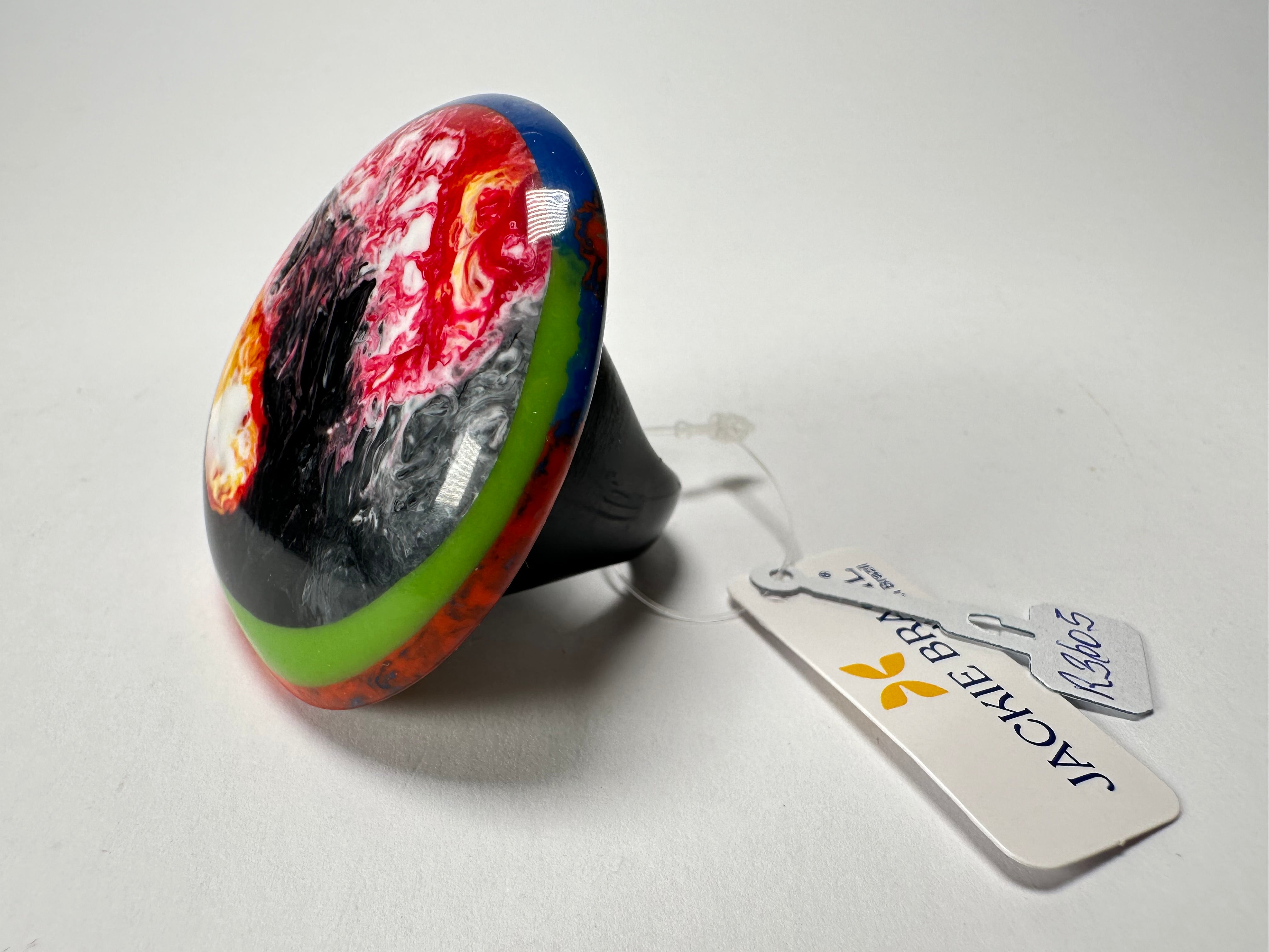 Jackie Brazil "Large Riverstone" Kandinsky 40MM Ring ( R3605 ) Size UK - Z+2 / US- 13.5