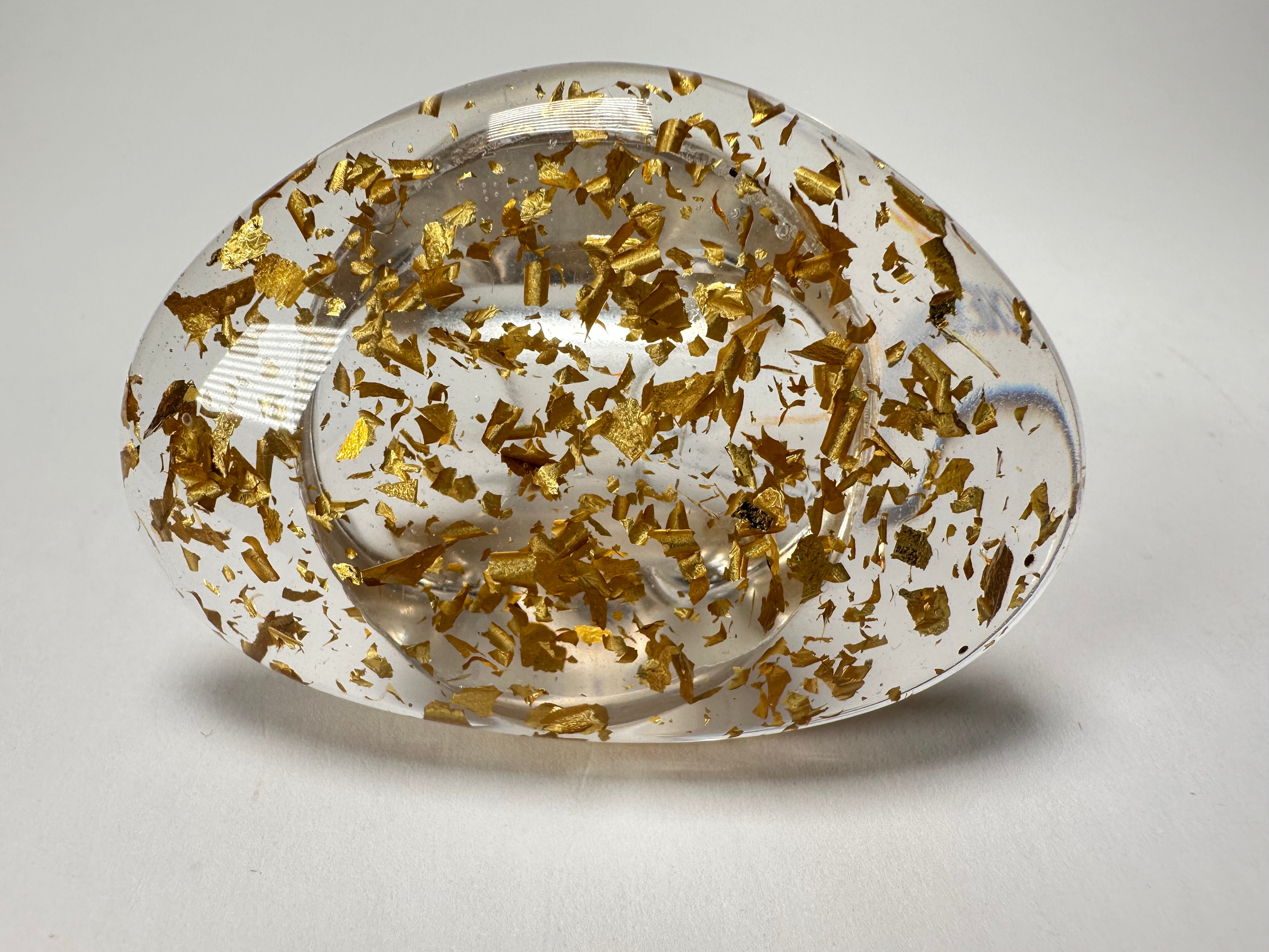 Jackie Brazil "Large Riverstone" Gold Flakes Flat Oval Ring ( R3625 ) Size UK-R / US-8.5