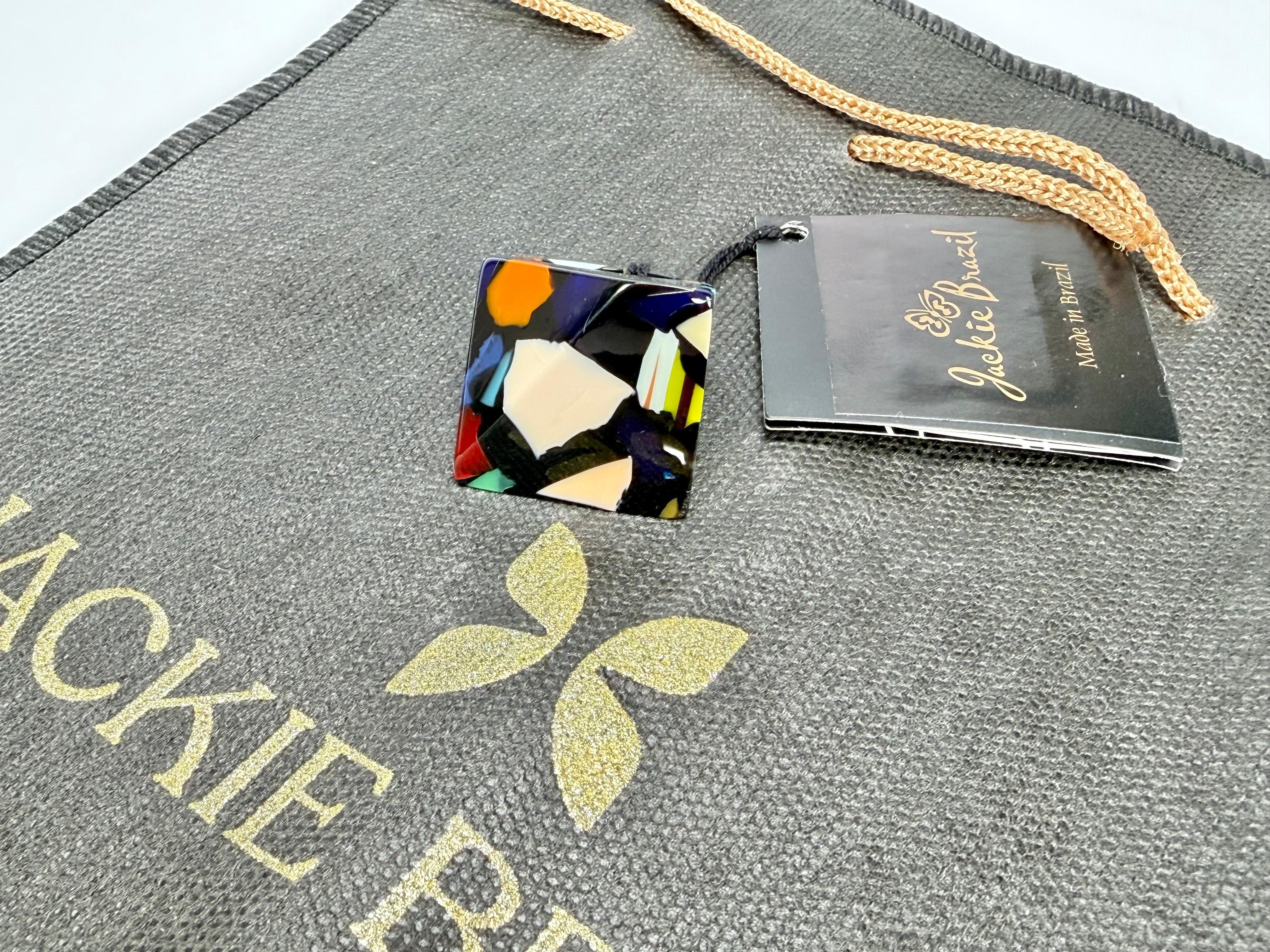 Jackie Brazil "Art Deco" Abstract Resin Ring ( R3081 ) Size UK Q / USA 8