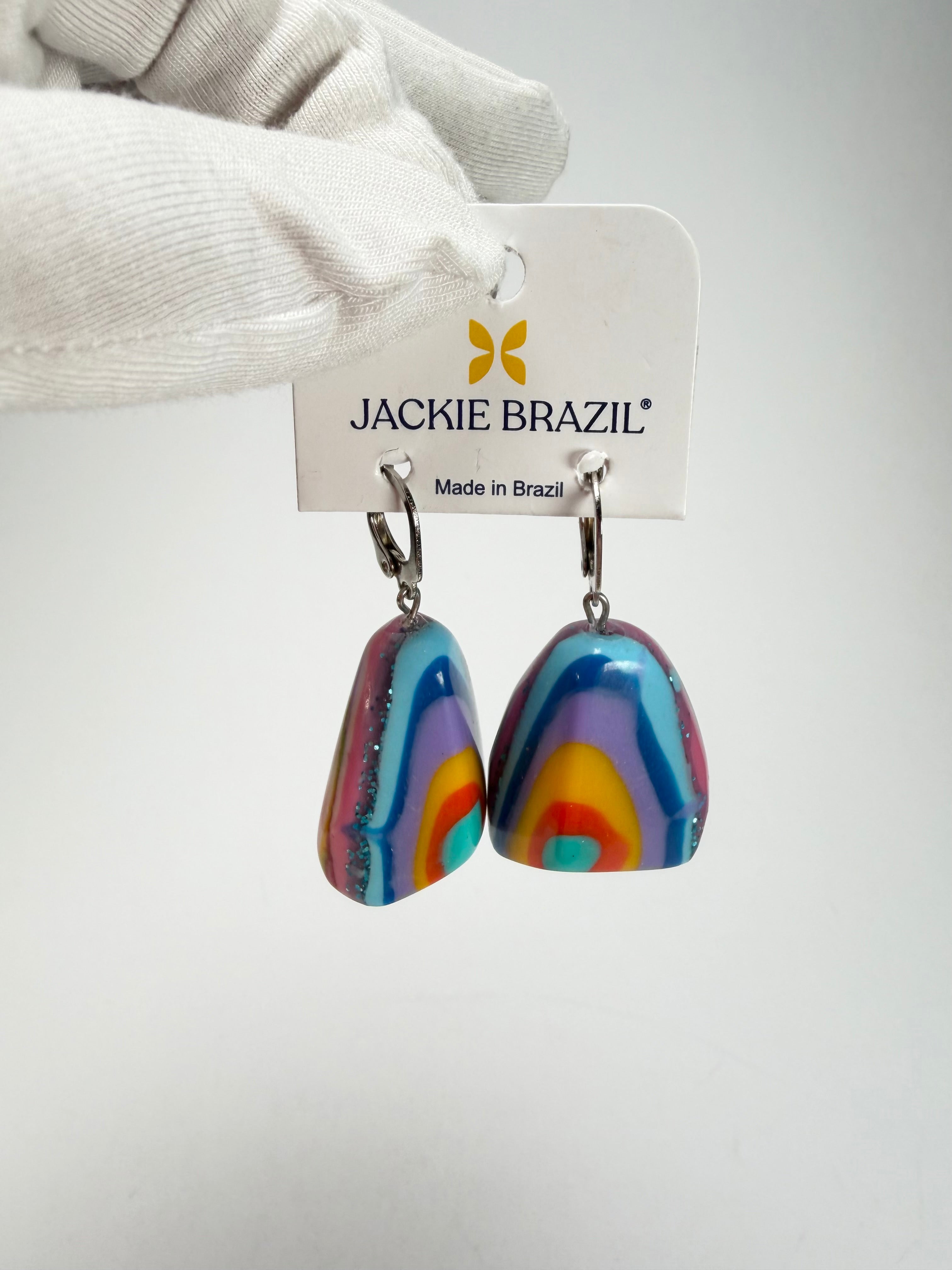 Jackie Brazil "Diamond" Kandinsky Flinstone on Hook Resin Earrings ( E0700 )
