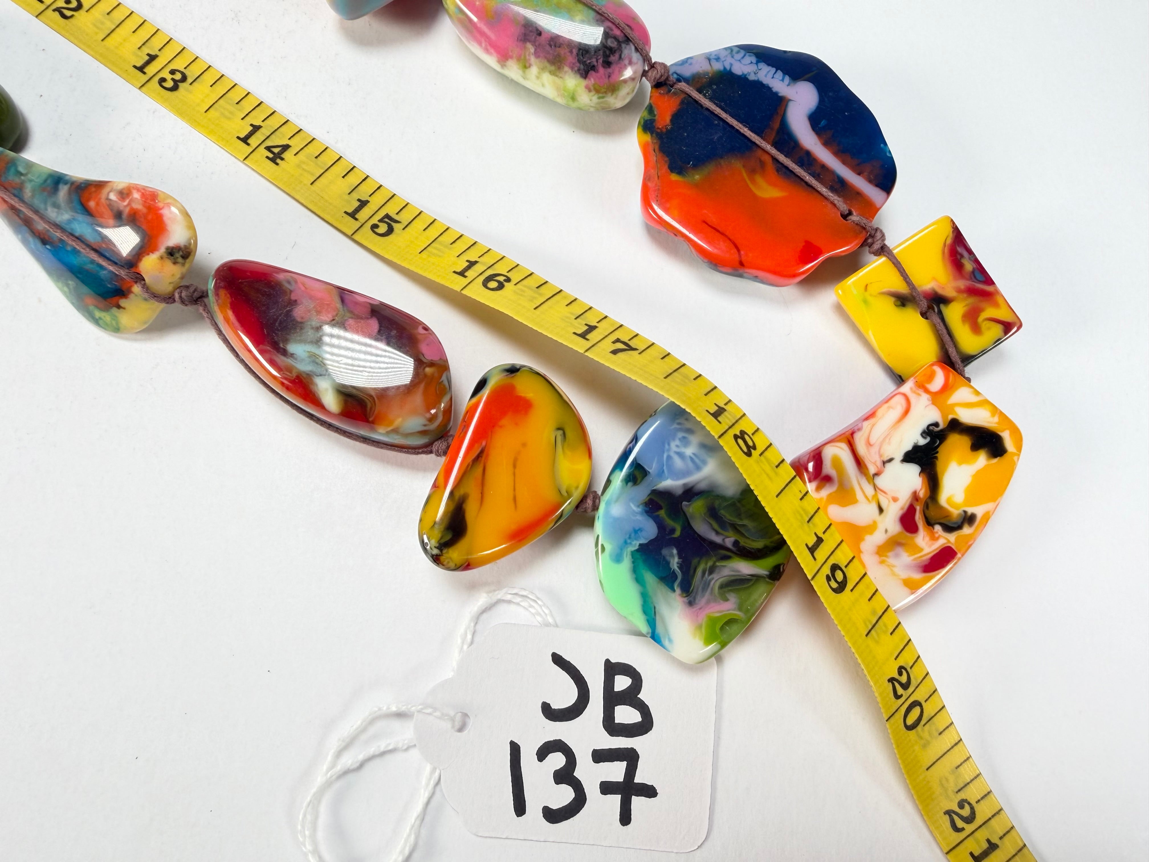 Jackie Brazil "Indiana" Kandinsky Multi-Bead Long Resin 110cm Necklace ( N0038 )