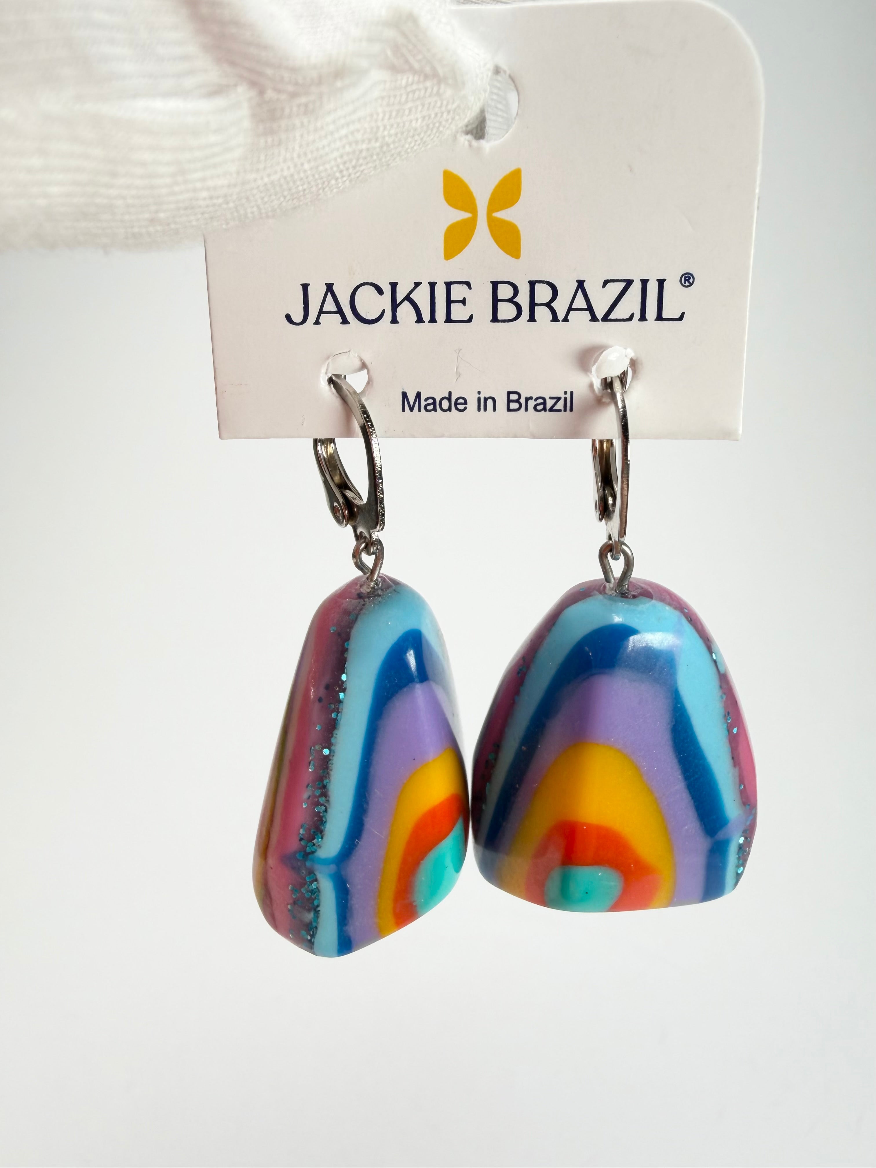 Jackie Brazil "Diamond" Kandinsky Flinstone on Hook Resin Earrings ( E0700 )