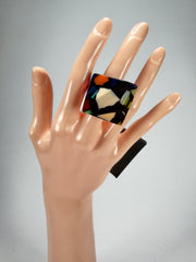Jackie Brazil "Art Deco" Abstract Resin Ring ( R3081 ) Size UK Q / USA 8