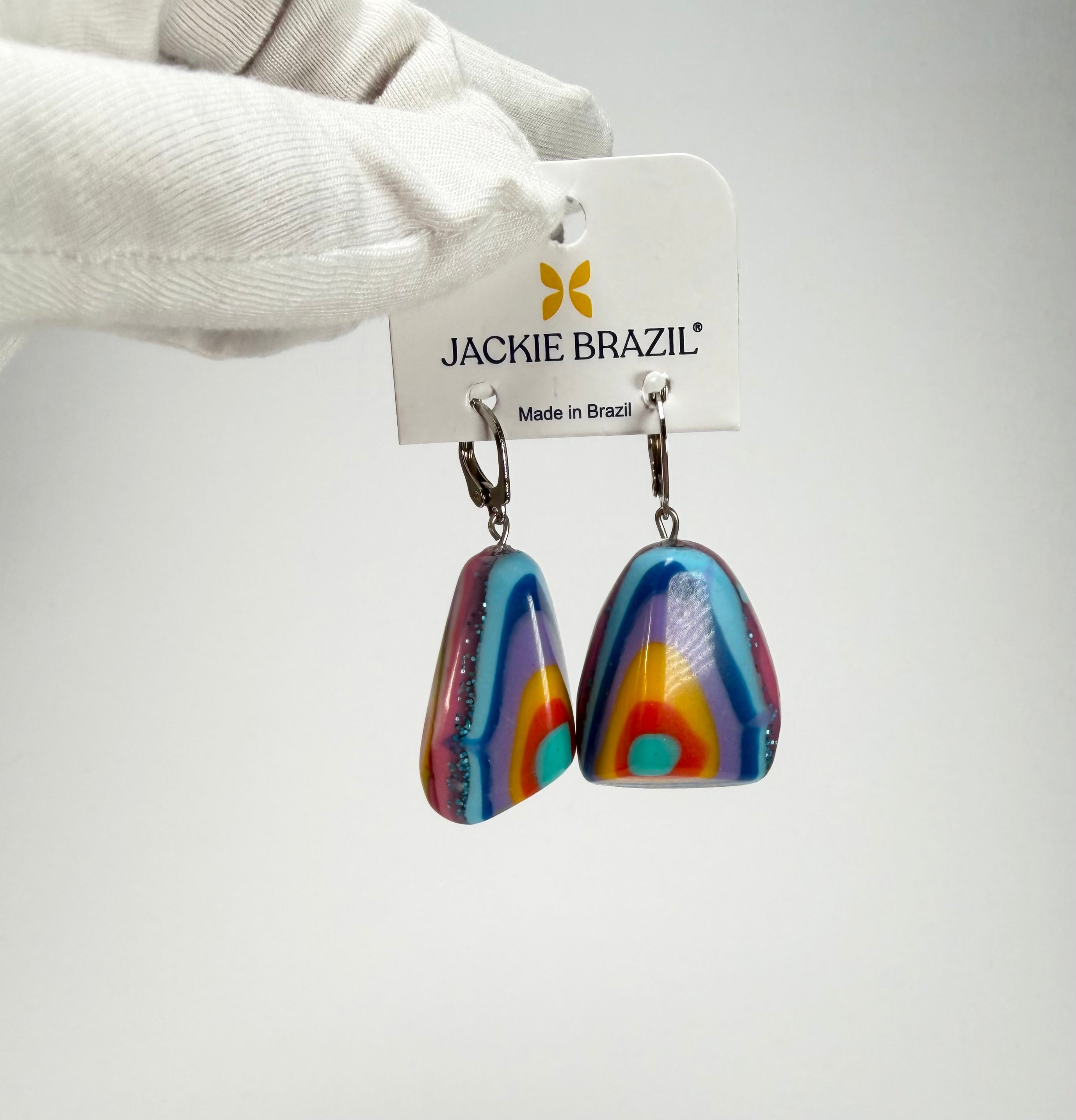 Jackie Brazil "Diamond" Kandinsky Flinstone on Hook Resin Earrings ( E0700 )