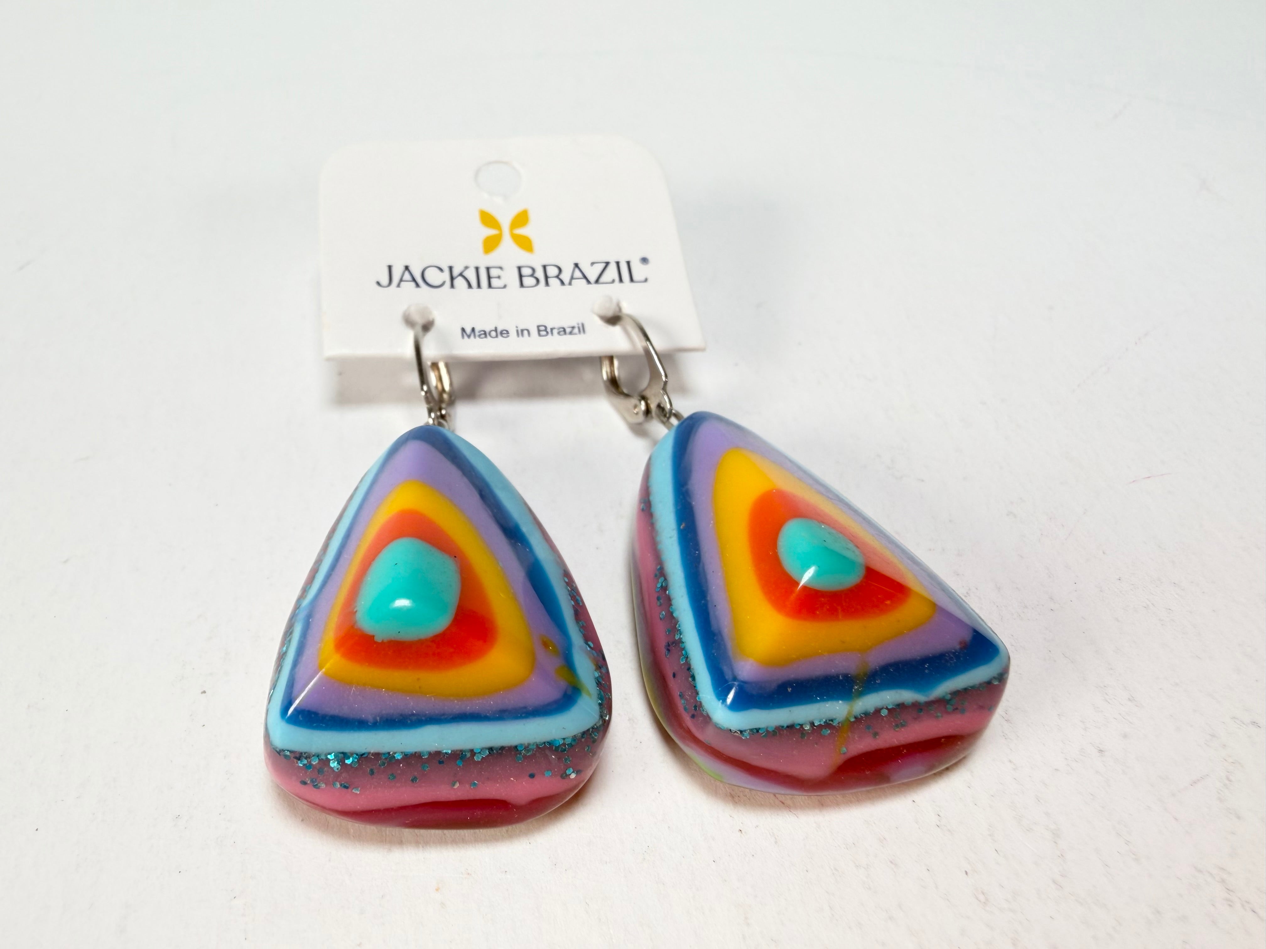 Jackie Brazil "Diamond" Kandinsky Flinstone on Hook Resin Earrings ( E0700 )