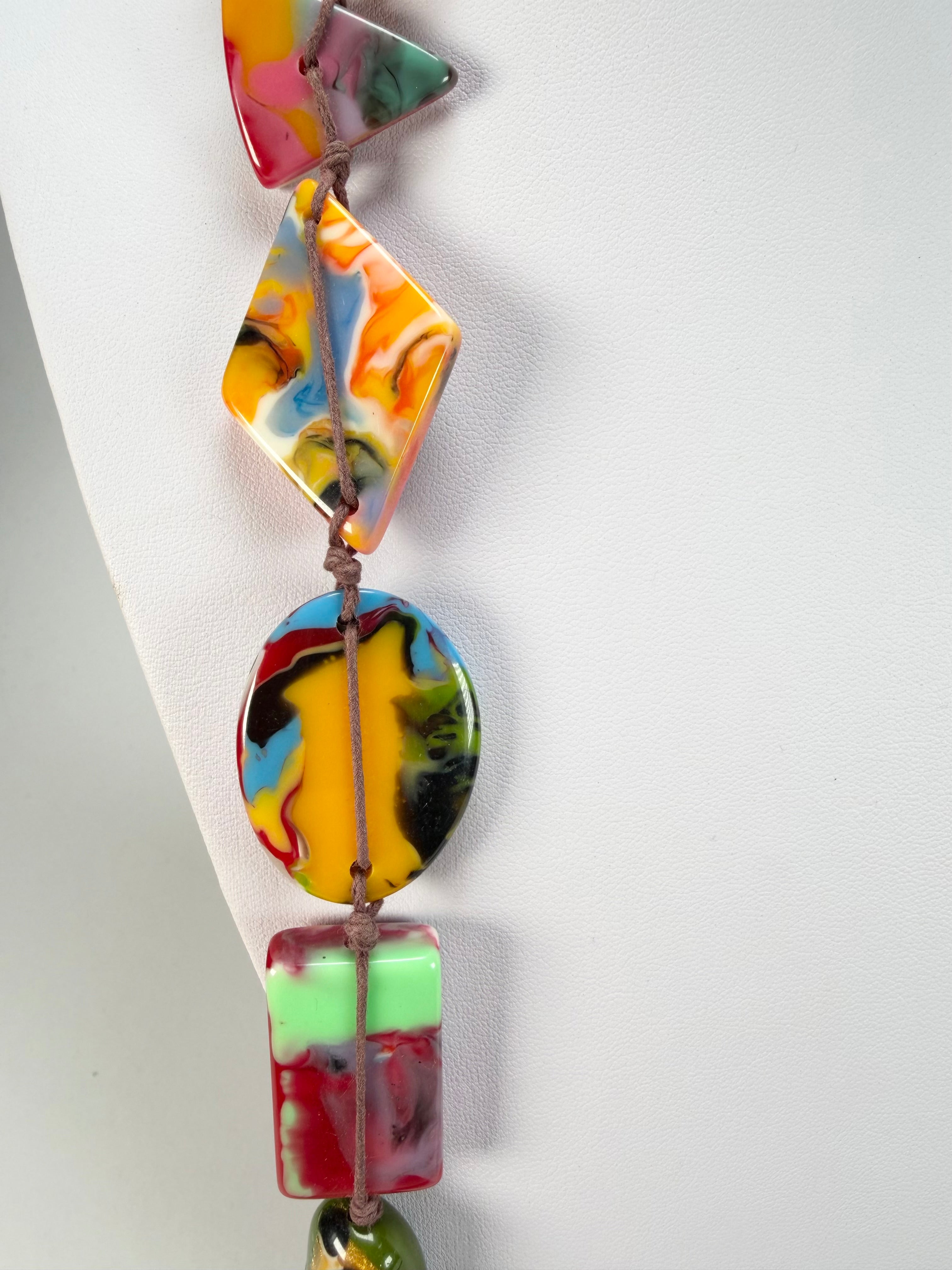 Jackie Brazil "Indiana" Kandinsky Multi-Bead Long Resin 110cm Necklace ( N0038 )