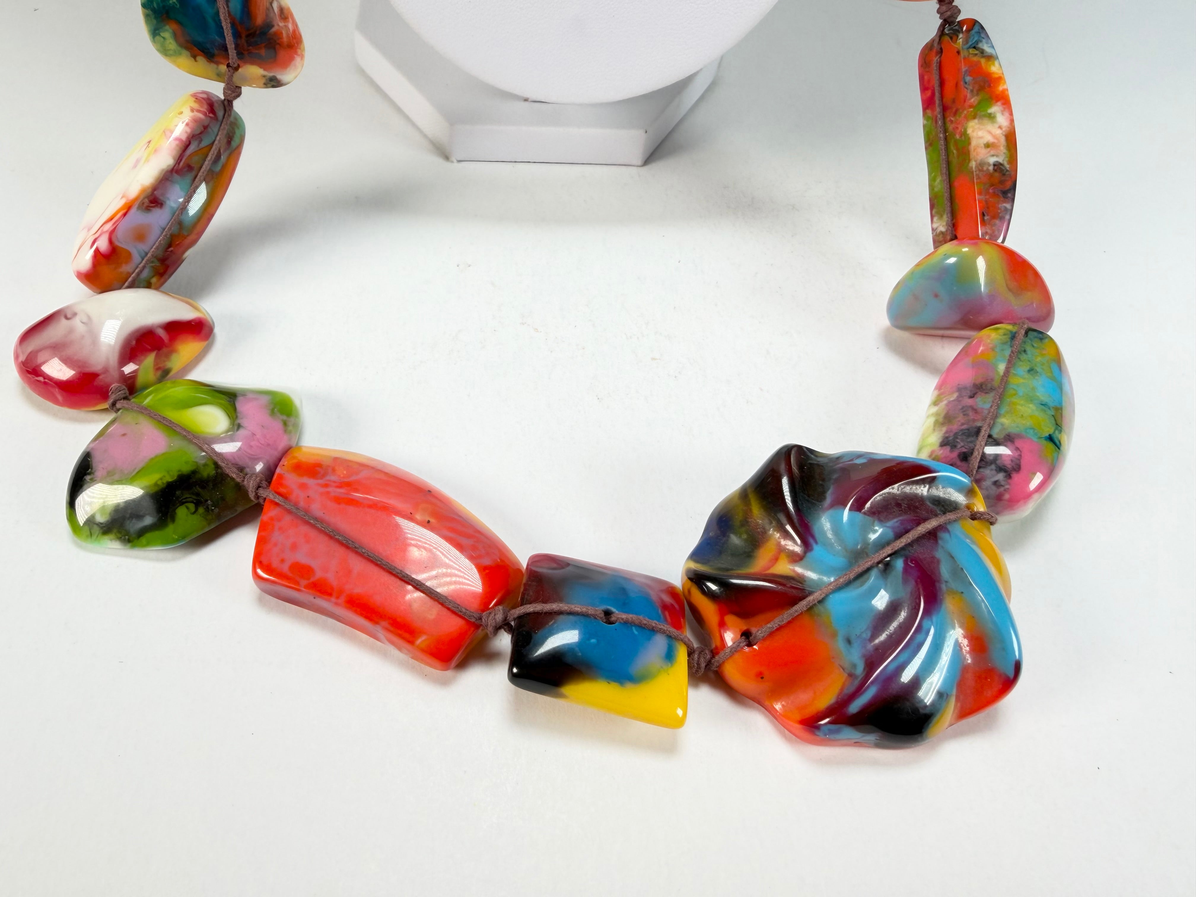 Jackie Brazil "Indiana" Kandinsky Multi-Bead Long Resin 110cm Necklace ( N0038 )