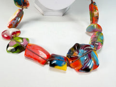 Jackie Brazil "Indiana" Kandinsky Multi-Bead Long Resin 110cm Necklace ( N0038 )