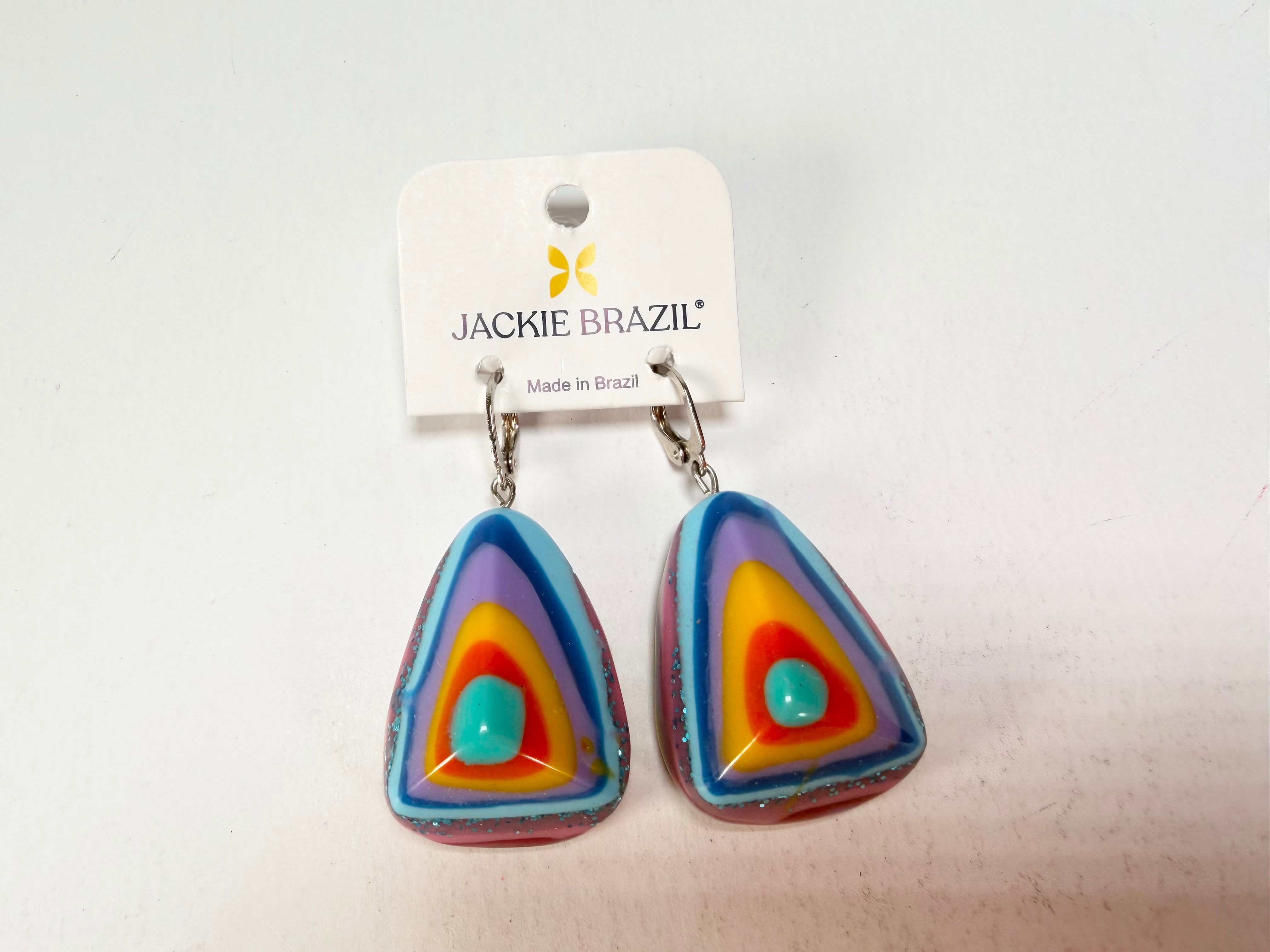 Jackie Brazil "Diamond" Kandinsky Flinstone on Hook Resin Earrings ( E0700 )