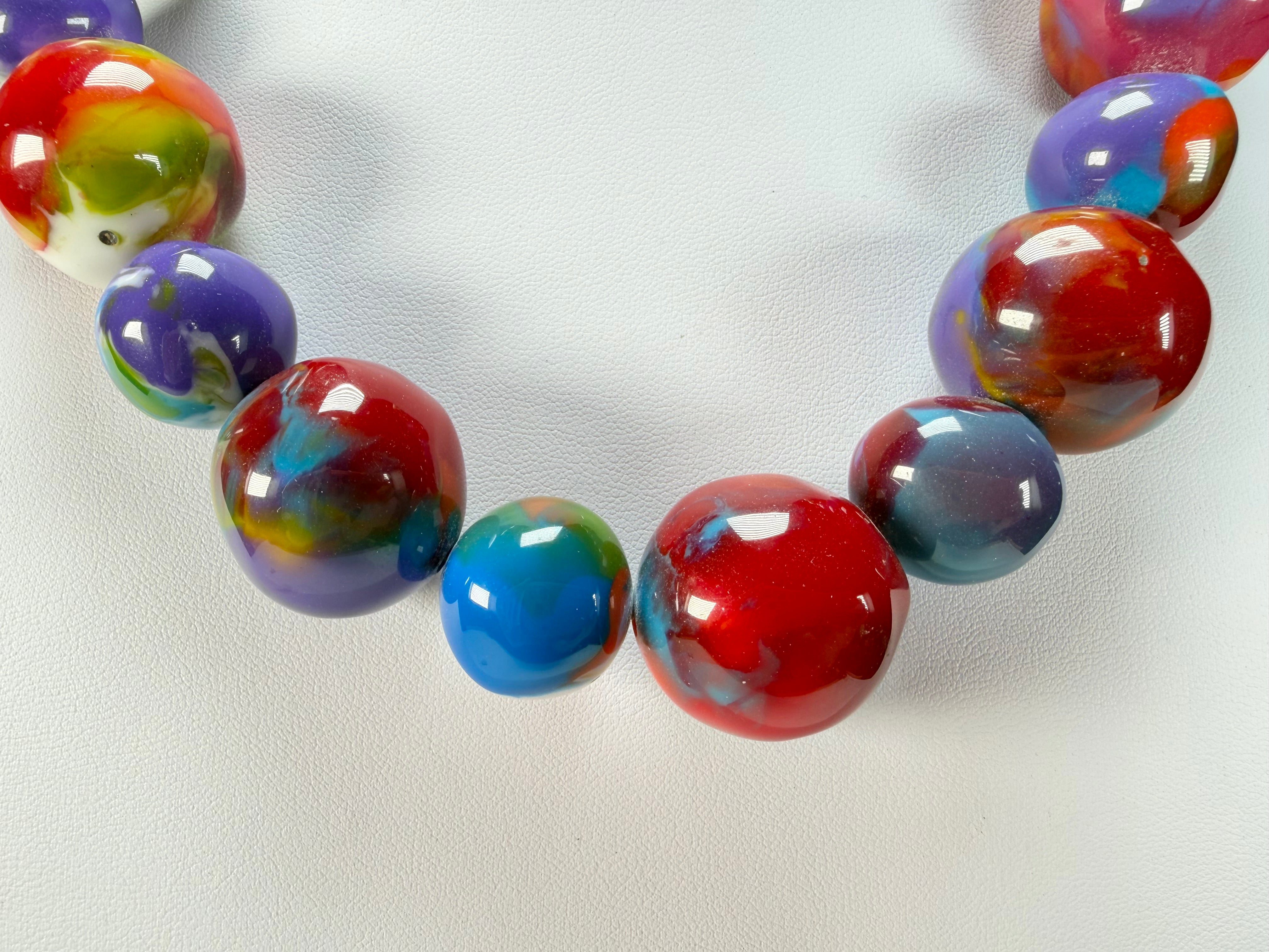 Jackie Brazil "Large Spheres" Kandinsky Short Abstract Necklace 50cm ( N2692 )