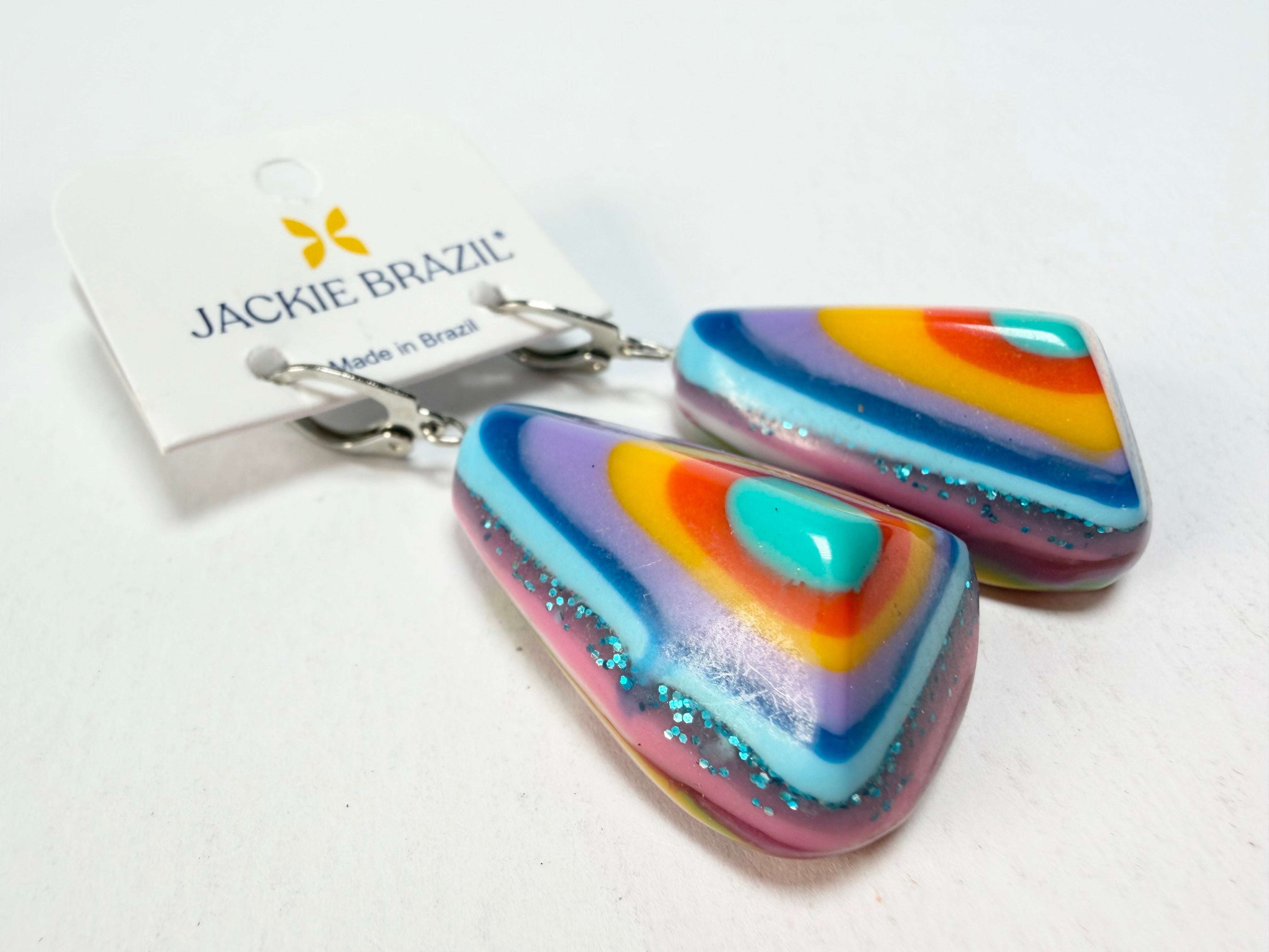 Jackie Brazil "Diamond" Kandinsky Flinstone on Hook Resin Earrings ( E0700 )