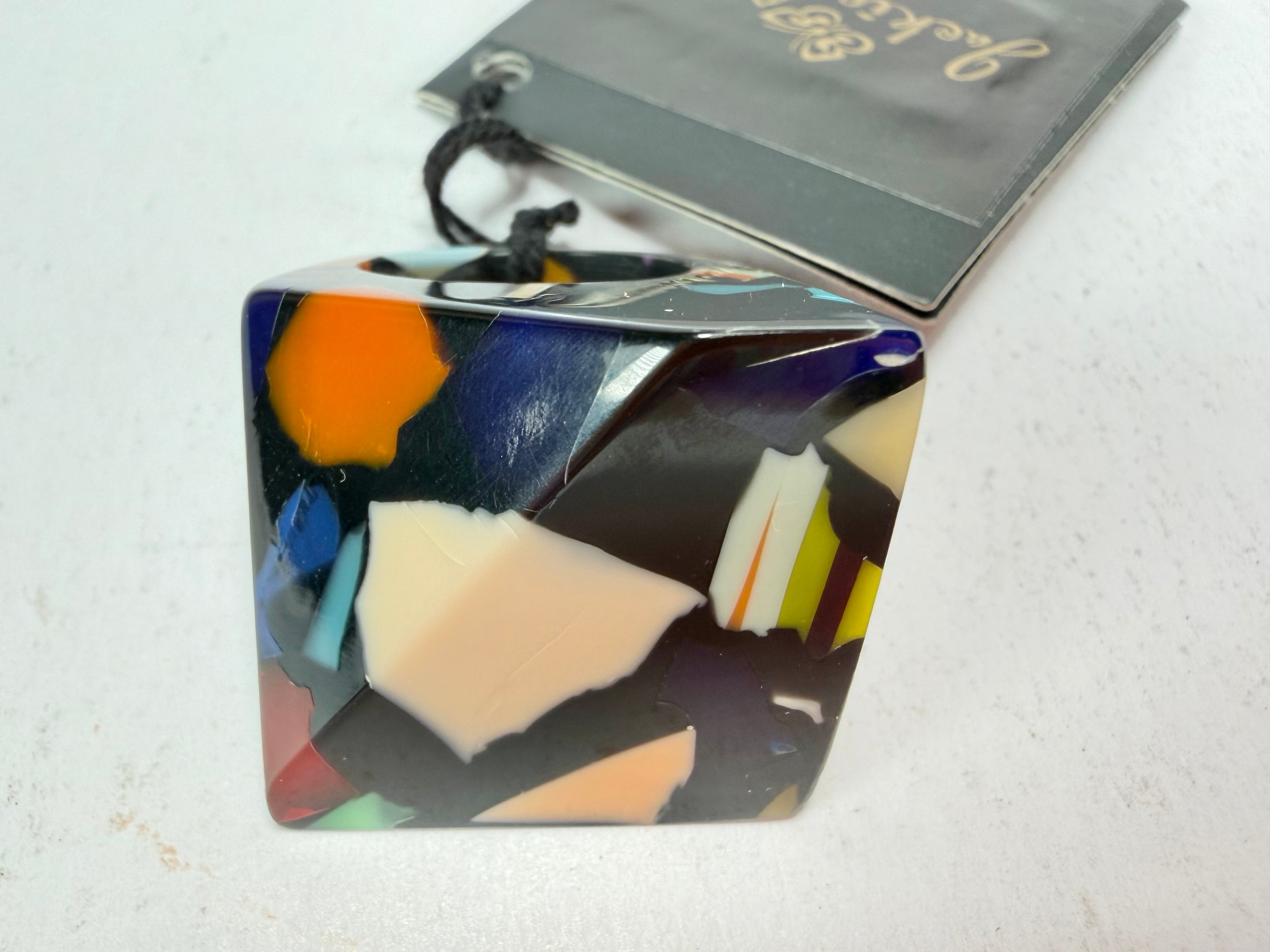 Jackie Brazil "Art Deco" Abstract Resin Ring ( R3081 ) Size UK Q / USA 8