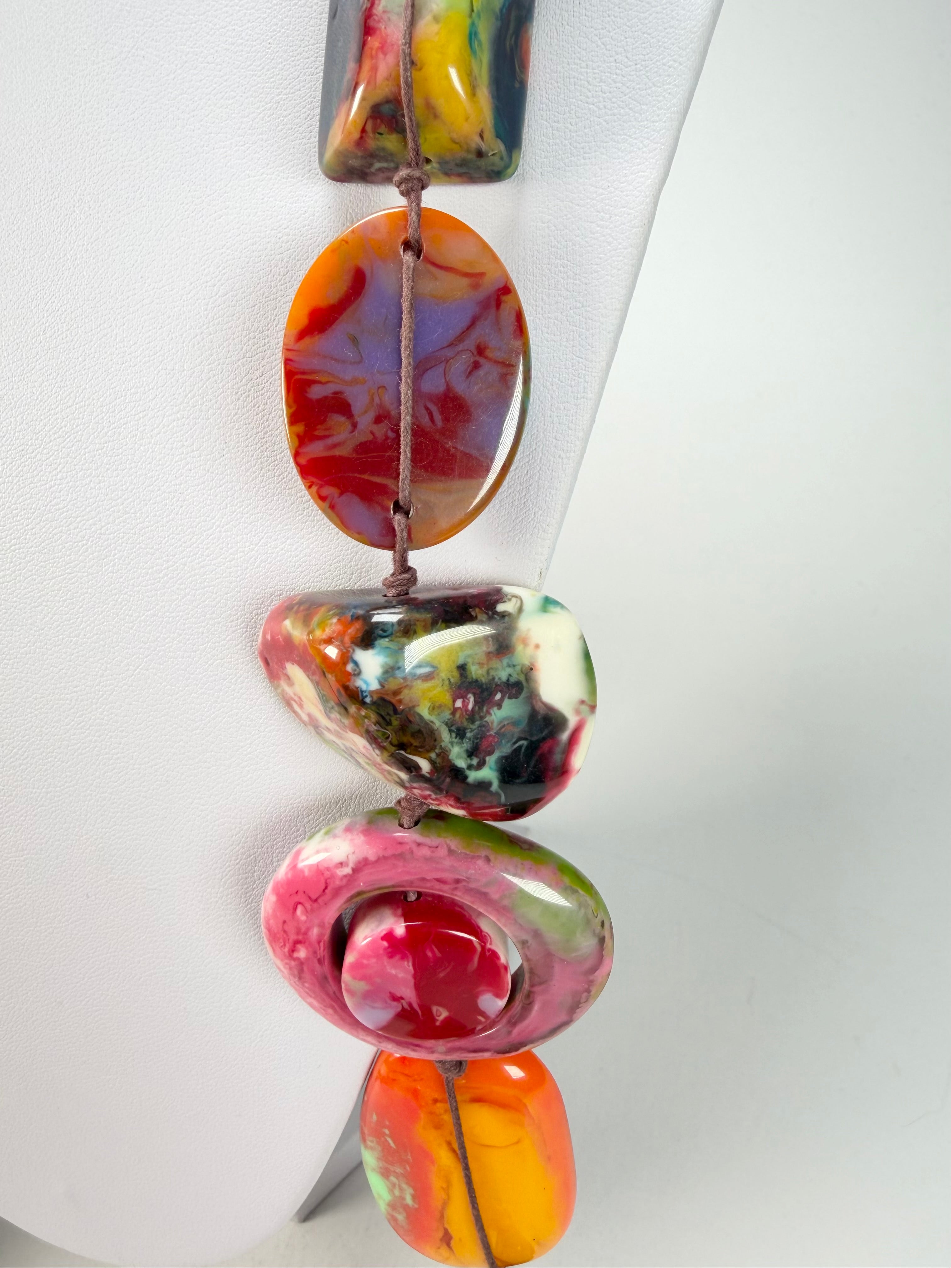 Jackie Brazil "Indiana" Kandinsky Multi-Bead Long Resin 110cm Necklace ( N0038 )