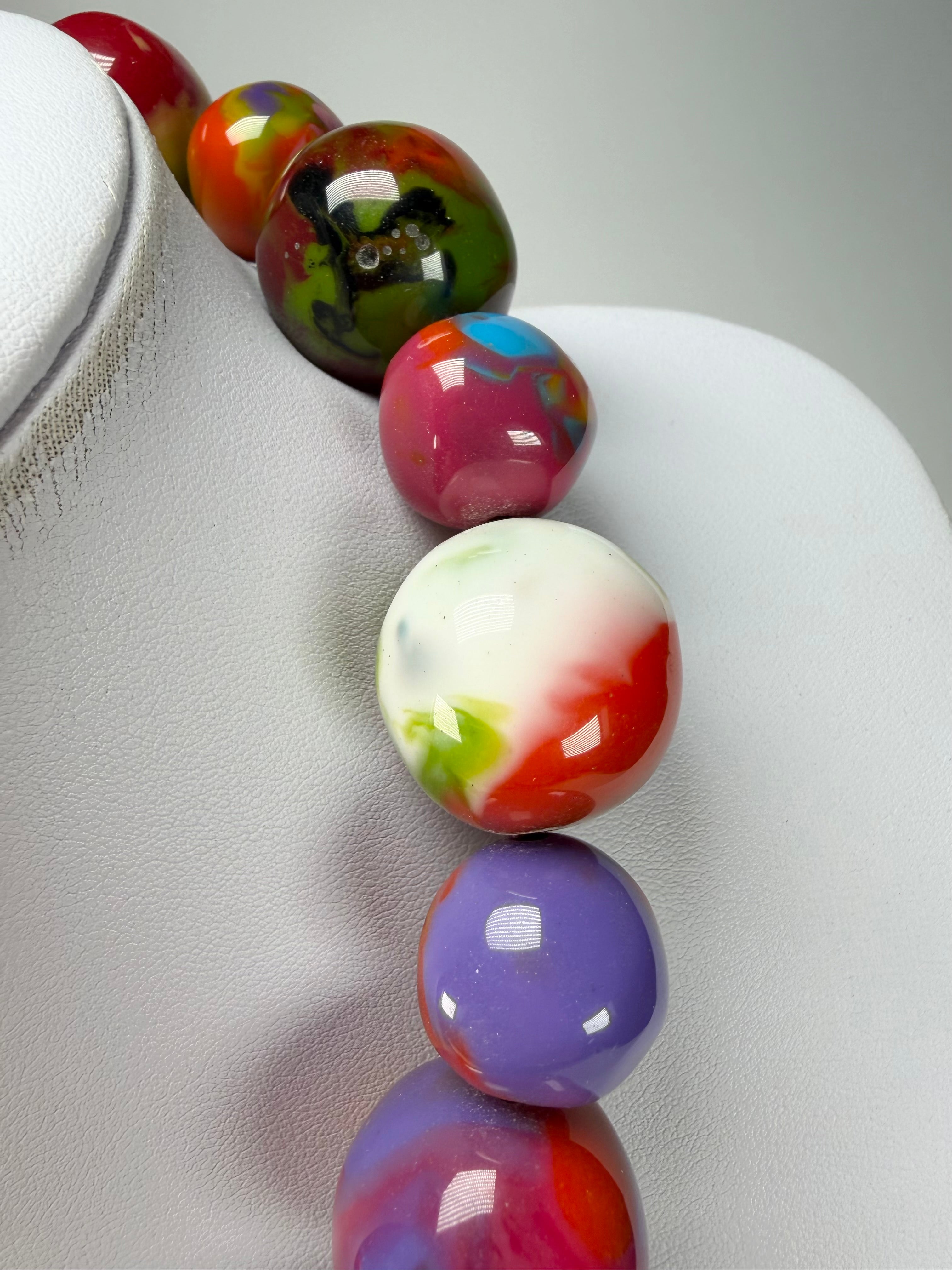Jackie Brazil "Large Spheres" Kandinsky Short Abstract Necklace 50cm ( N2692 )
