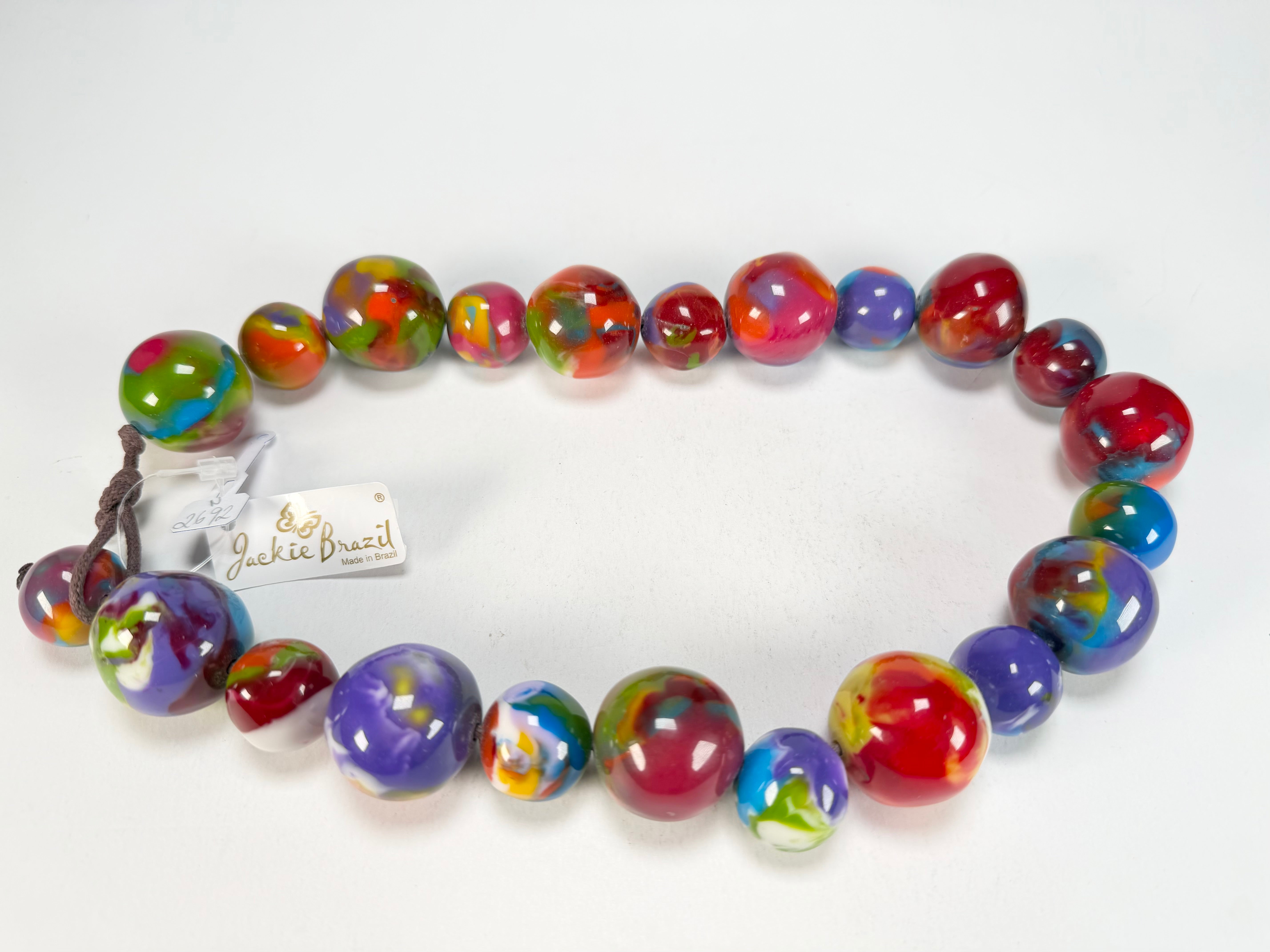 Jackie Brazil "Large Spheres" Kandinsky Short Abstract Necklace 50cm ( N2692 )