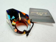 Jackie Brazil "Art Deco" Abstract Resin Ring ( R3081 ) Size UK Q / USA 8