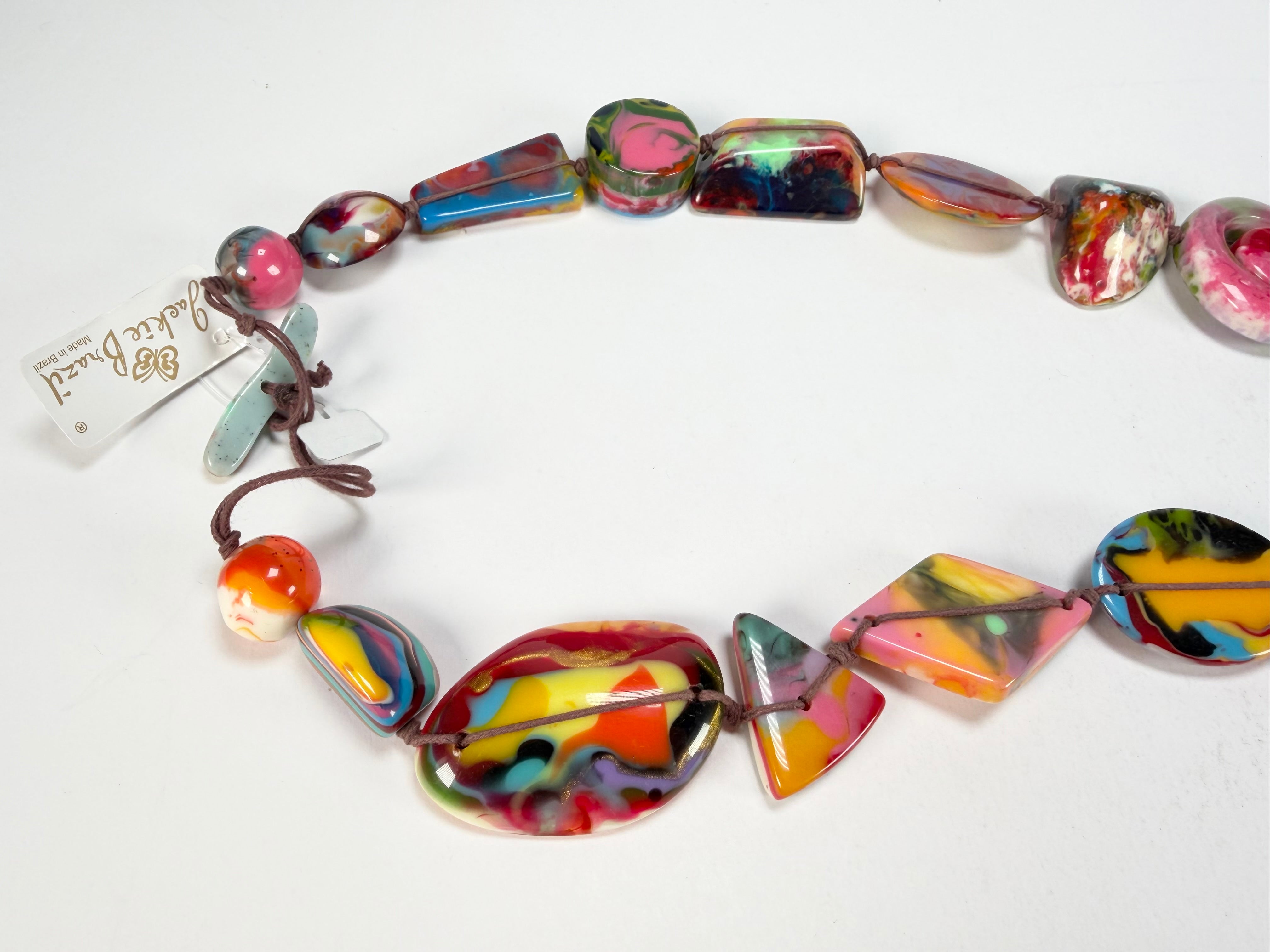 Jackie Brazil "Indiana" Kandinsky Multi-Bead Long Resin 110cm Necklace ( N0038 )