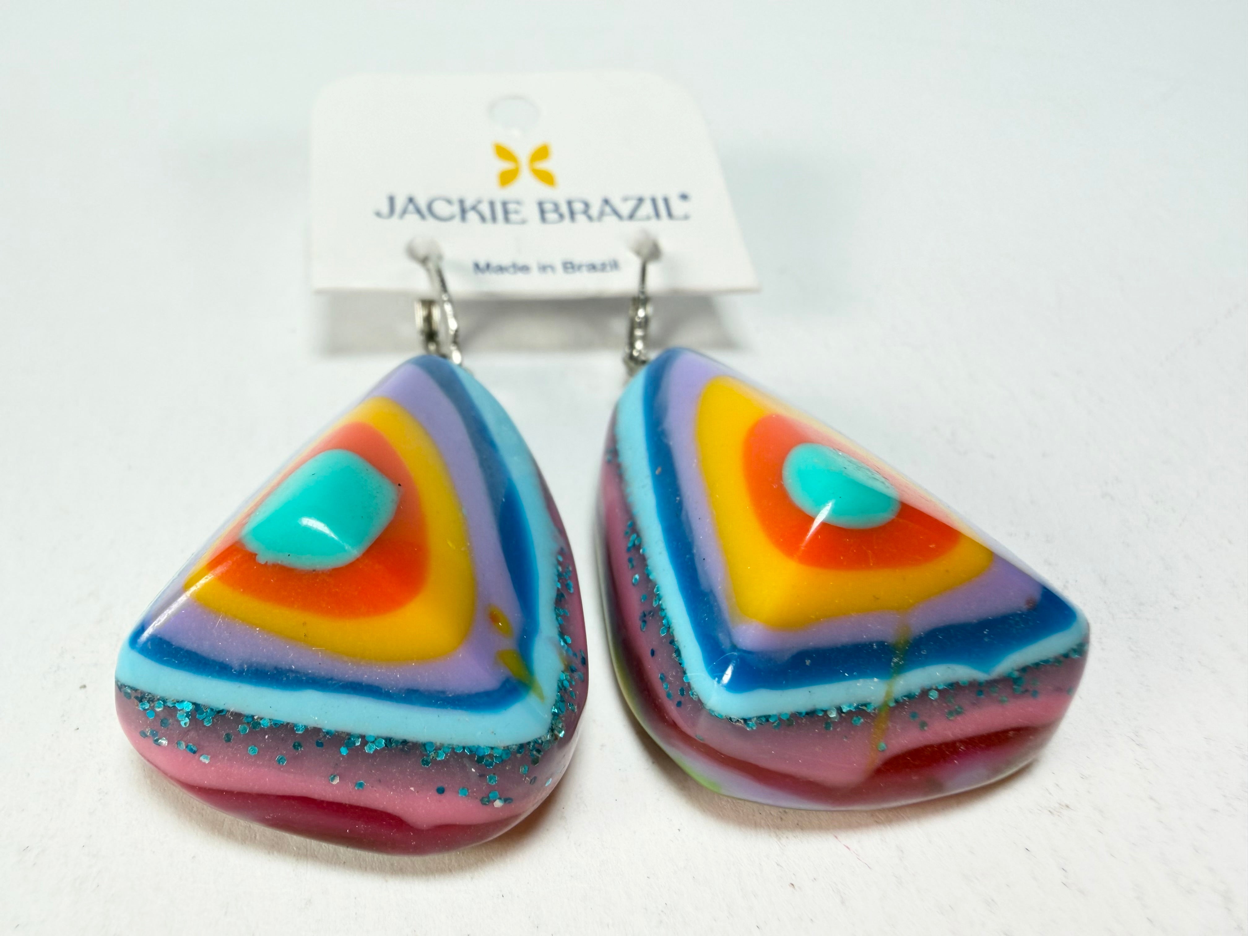 Jackie Brazil "Diamond" Kandinsky Flinstone on Hook Resin Earrings ( E0700 )