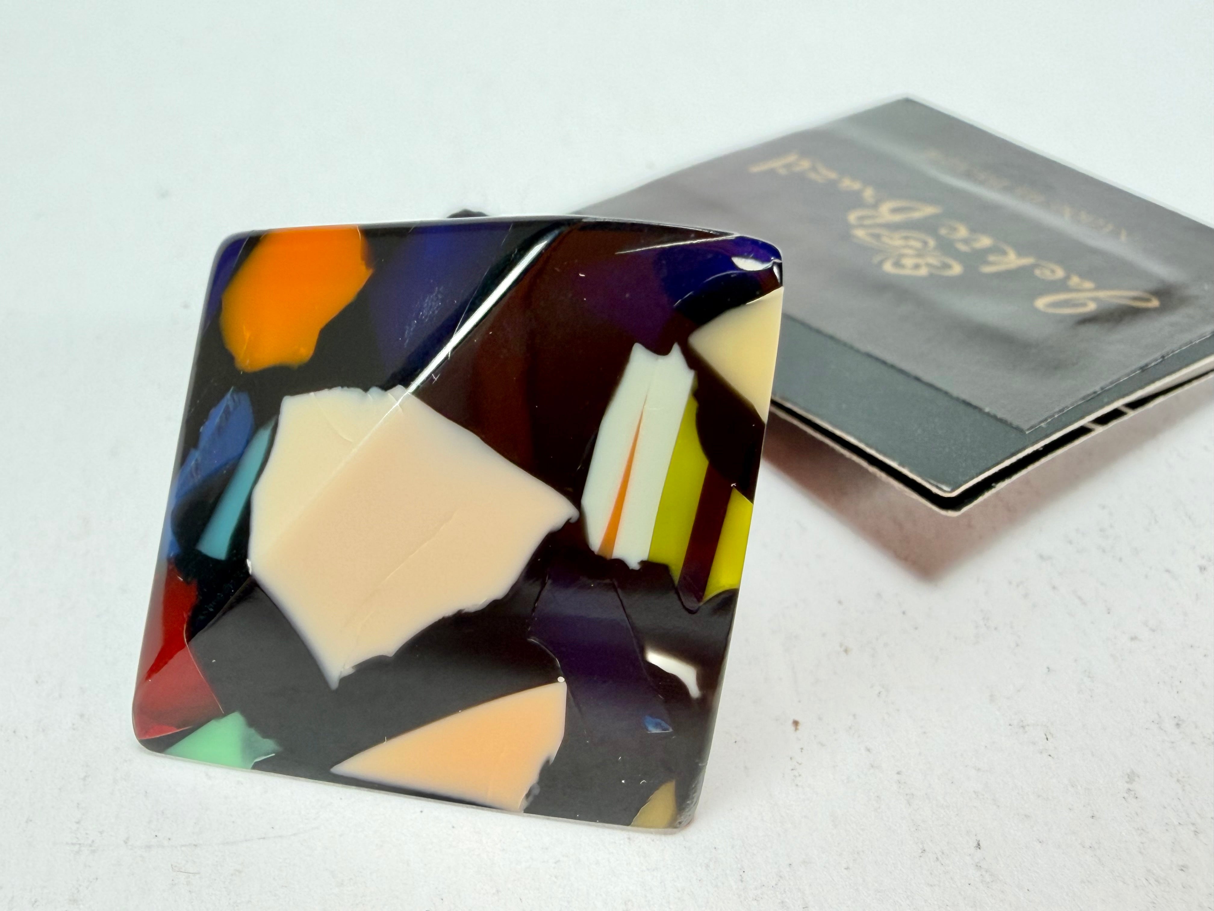 Jackie Brazil "Art Deco" Abstract Resin Ring ( R3081 ) Size UK Q / USA 8