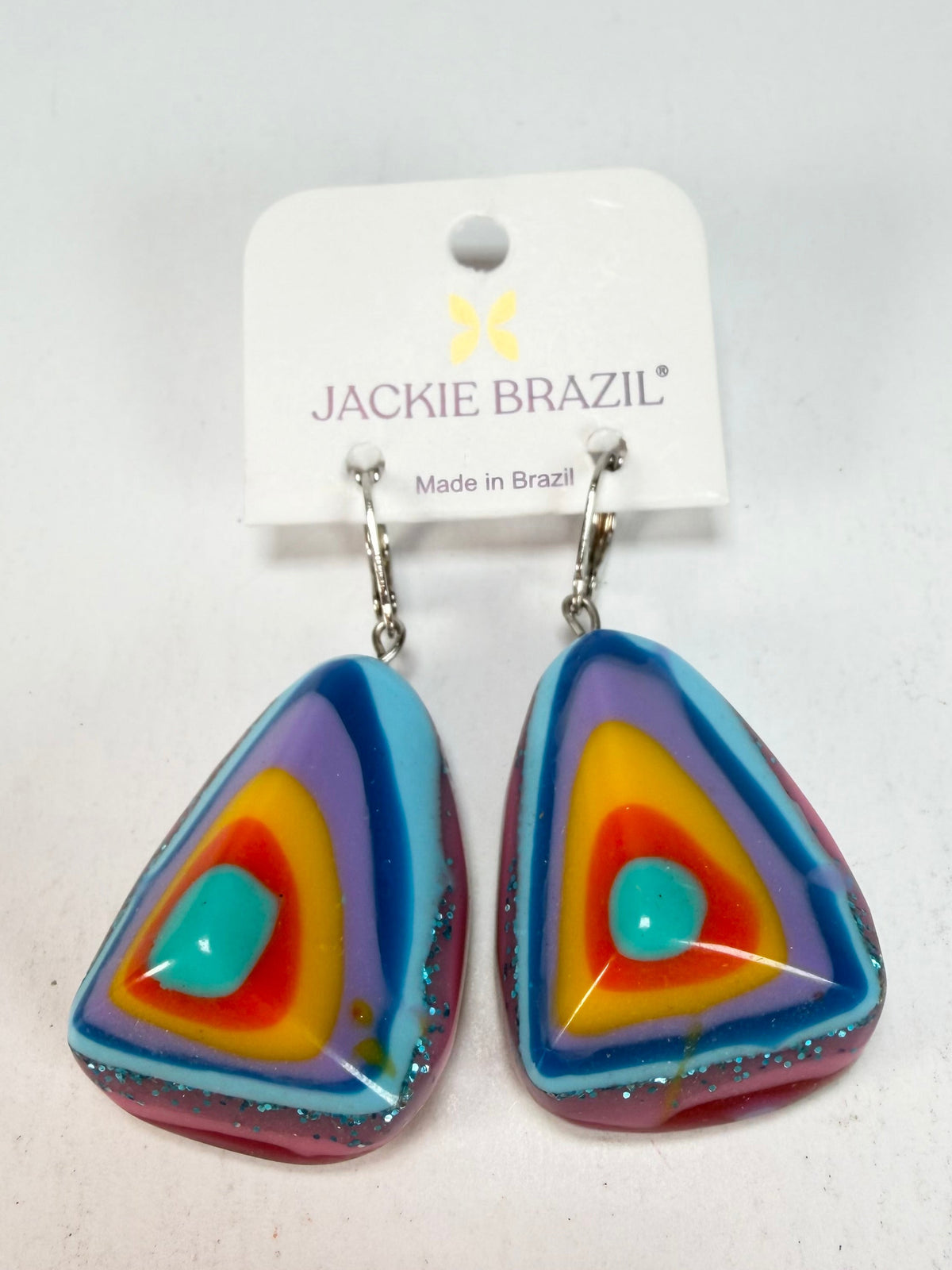 Jackie Brazil "Diamond" Kandinsky Flinstone on Hook Resin Earrings ( E0700 )