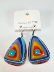 Jackie Brazil "Diamond" Kandinsky Flinstone on Hook Resin Earrings ( E0700 )