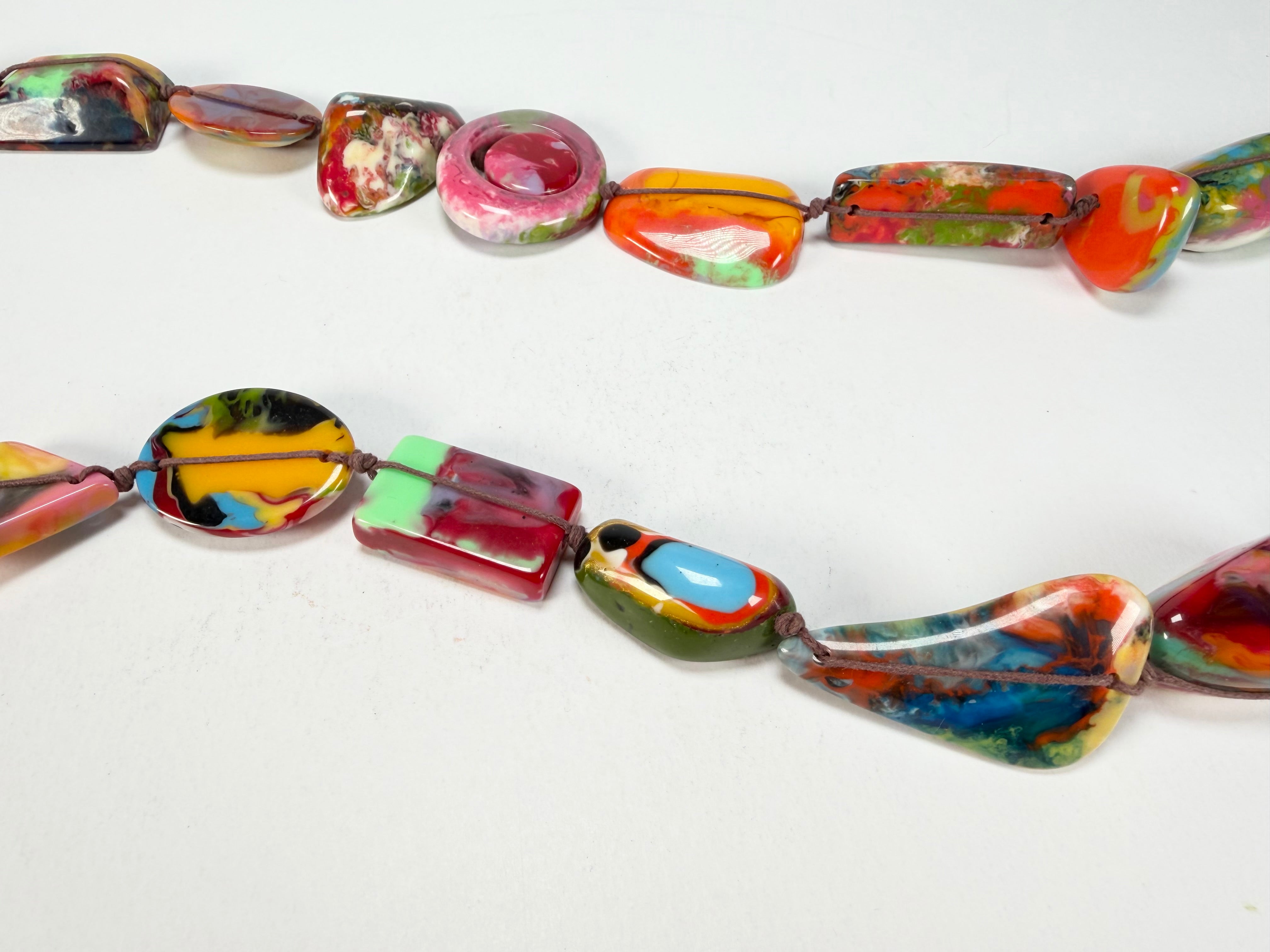 Jackie Brazil "Indiana" Kandinsky Multi-Bead Long Resin 110cm Necklace ( N0038 )