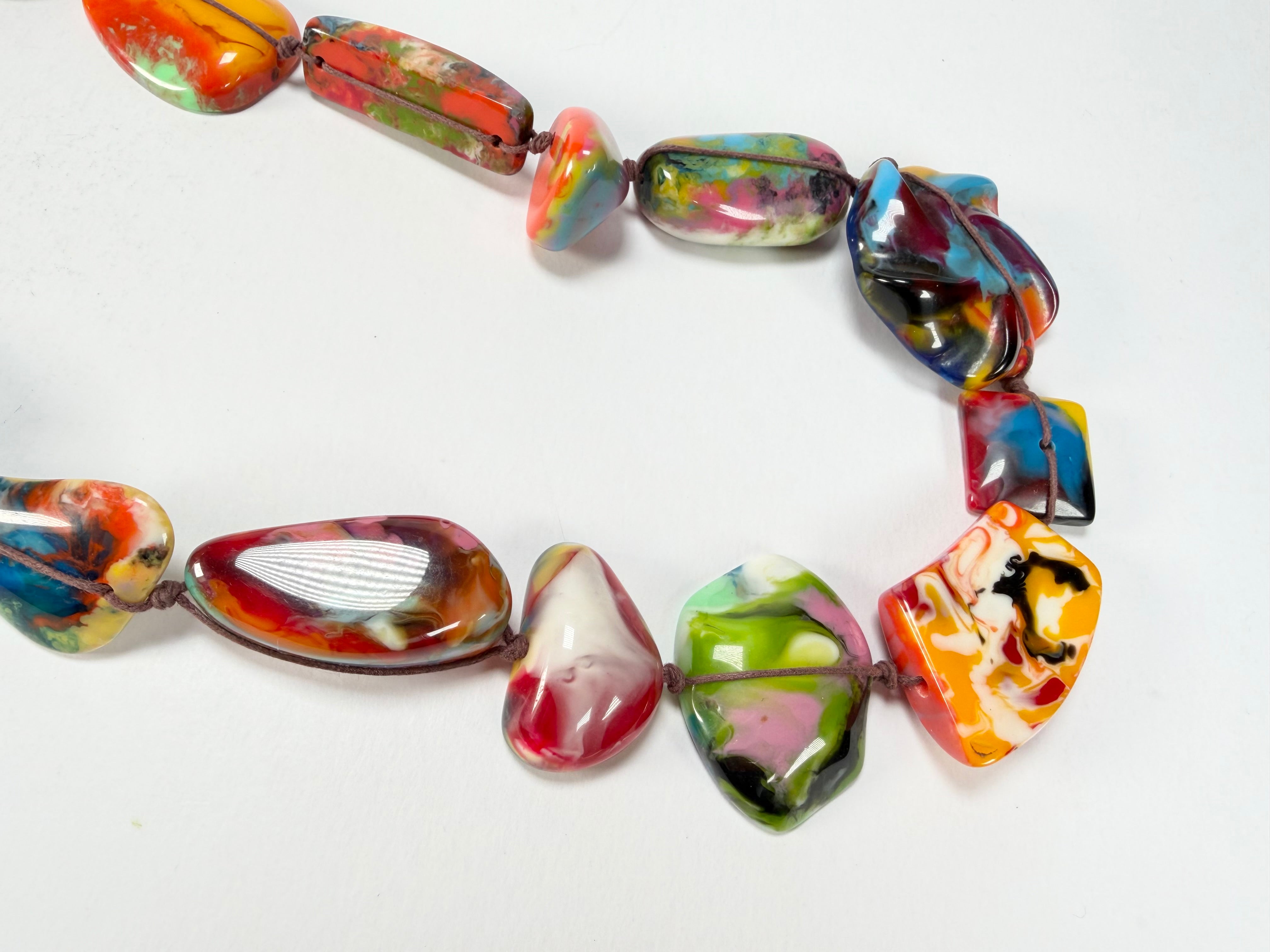 Jackie Brazil "Indiana" Kandinsky Multi-Bead Long Resin 110cm Necklace ( N0038 )