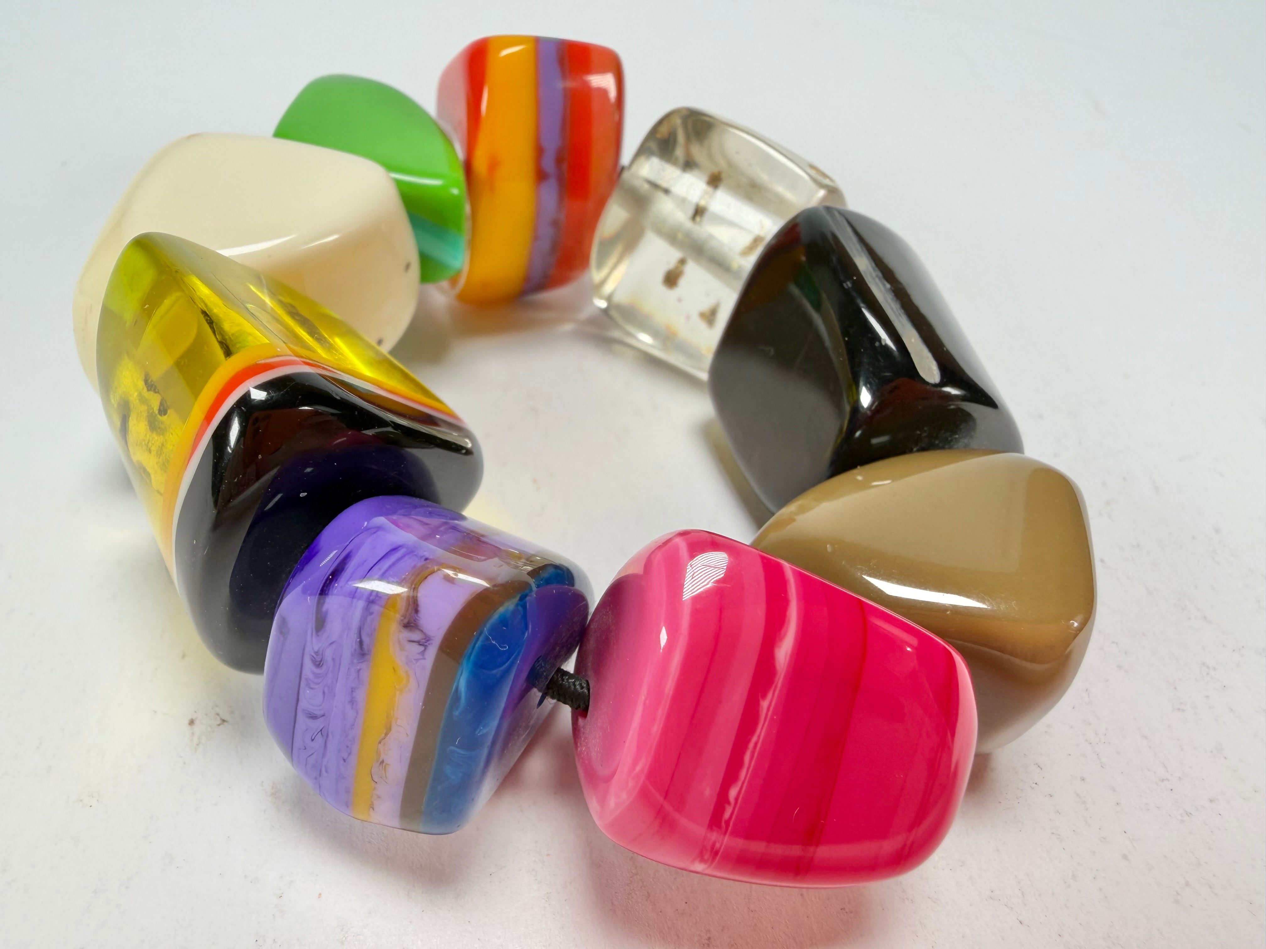 Jackie Brazil "8 PZS" Natural Large Stones Elasticated Bracelet ( B0374 )