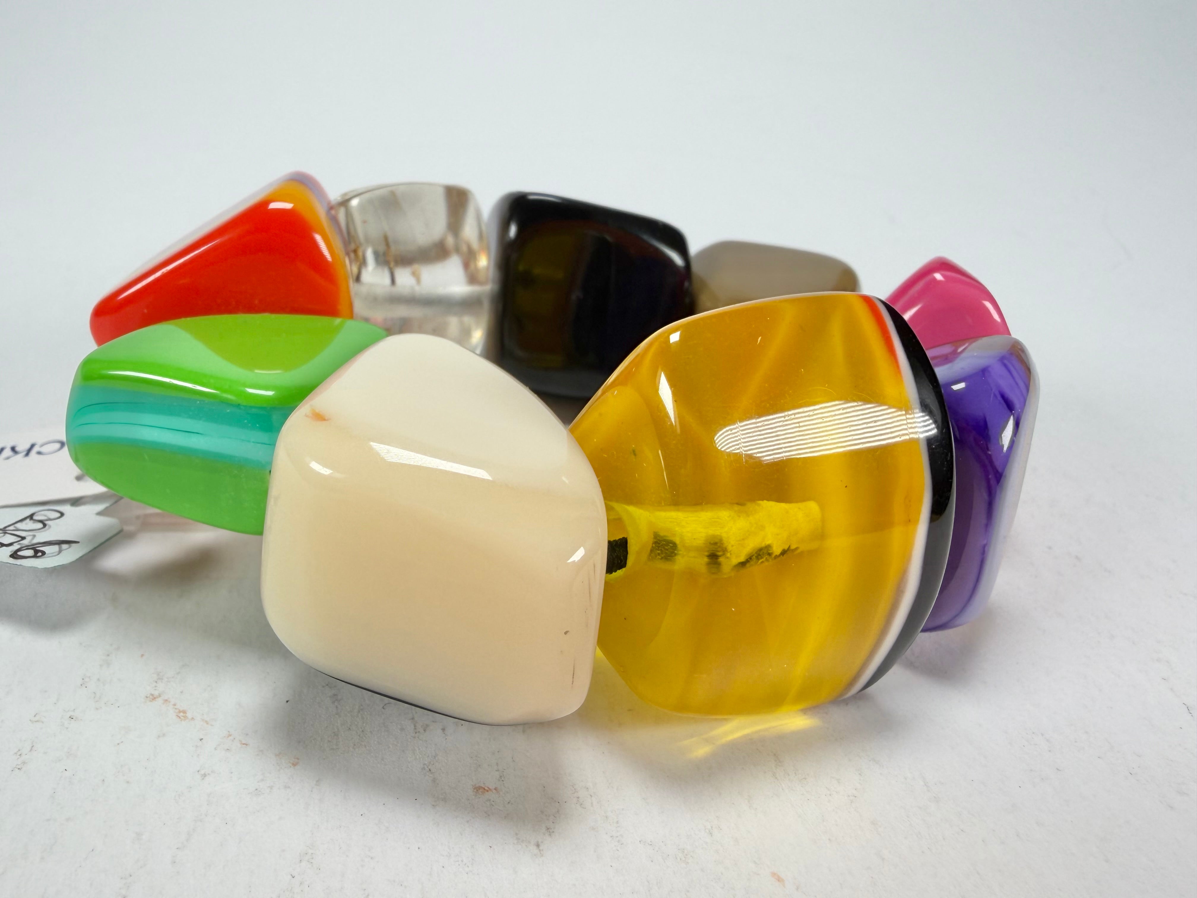 Jackie Brazil "8 PZS" Natural Large Stones Elasticated Bracelet ( B0374 )