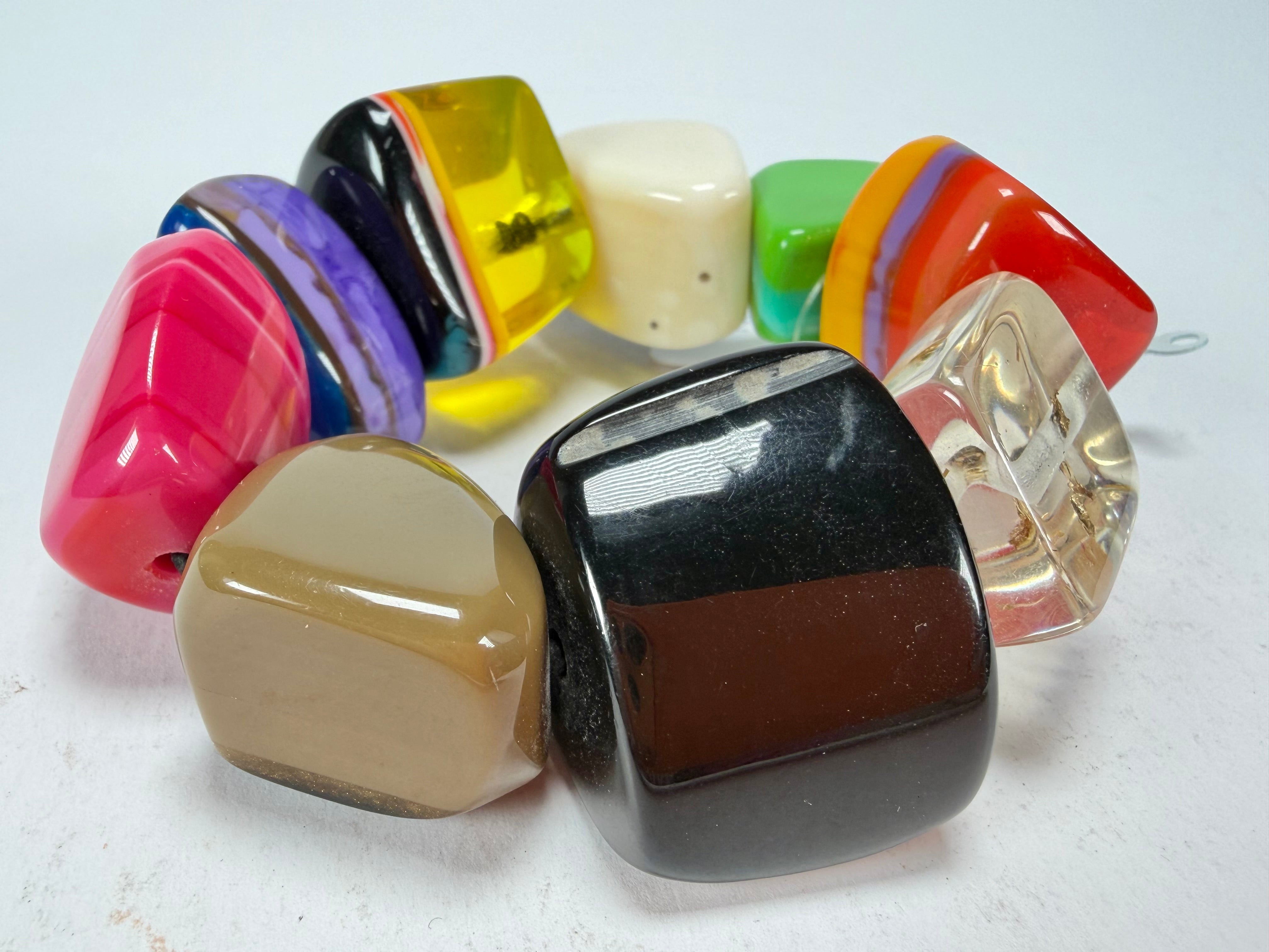 Jackie Brazil "8 PZS" Natural Large Stones Elasticated Bracelet ( B0374 )