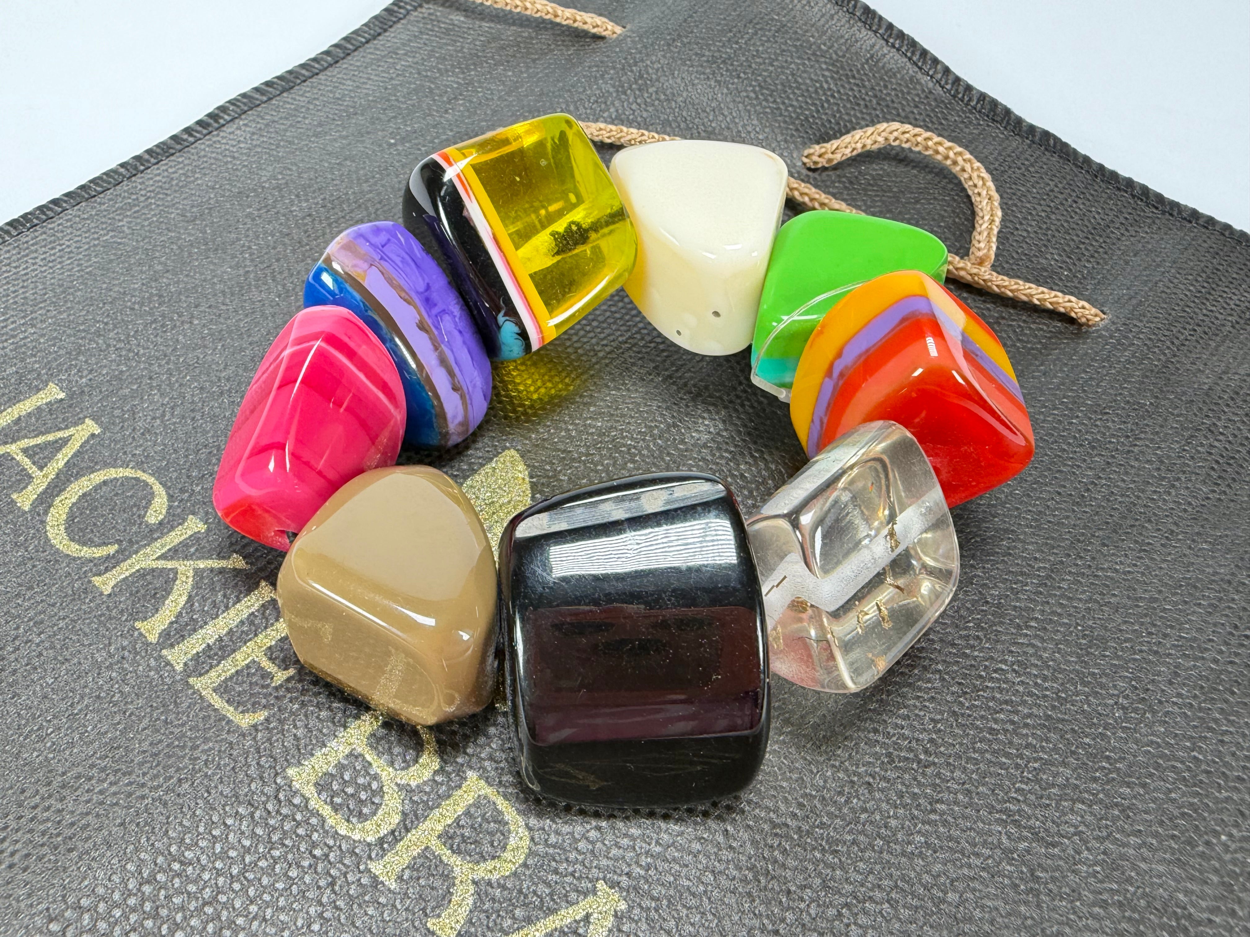 Jackie Brazil "8 PZS" Natural Large Stones Elasticated Bracelet ( B0374 )