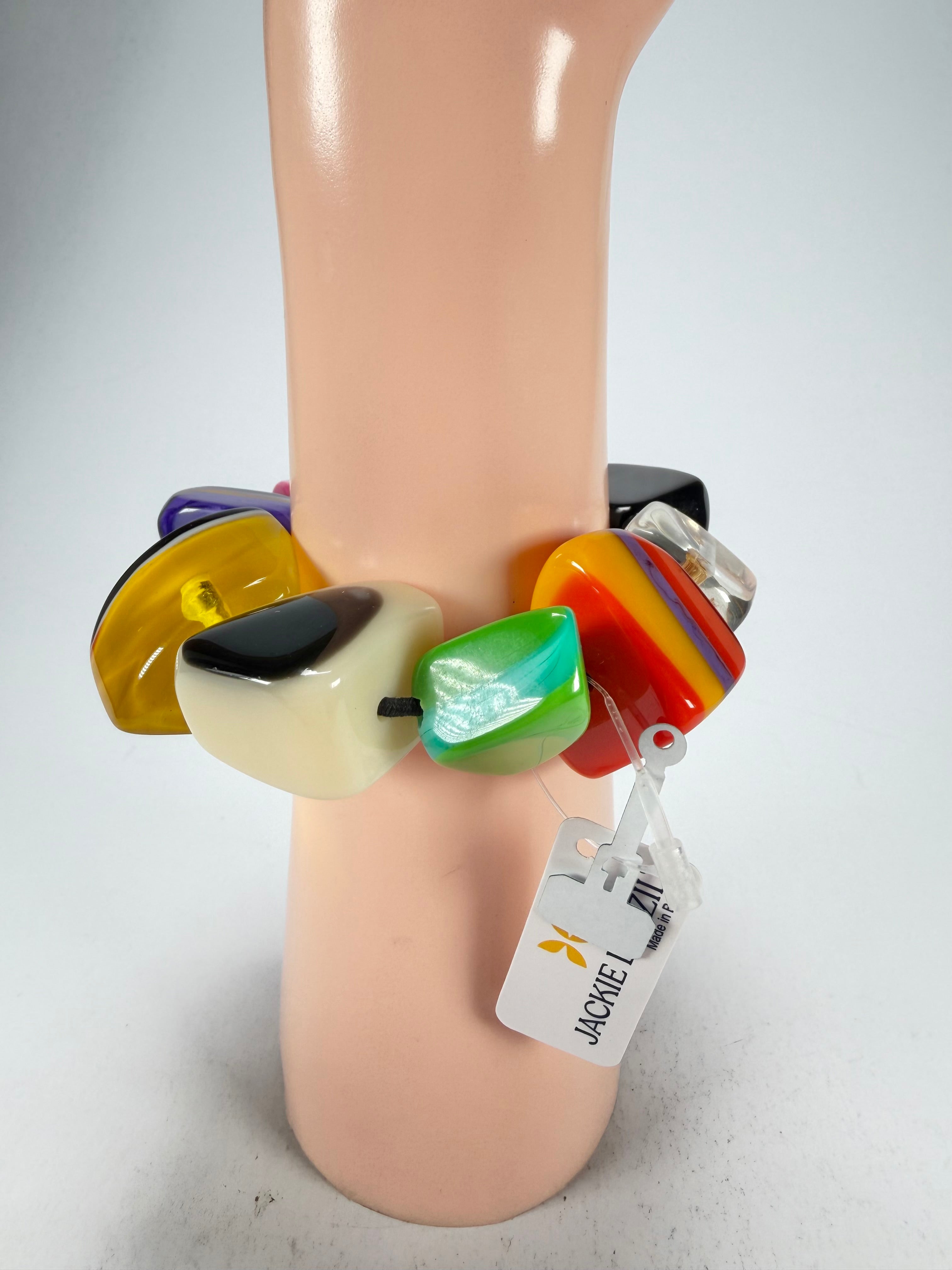 Jackie Brazil "8 PZS" Natural Large Stones Elasticated Bracelet ( B0374 )