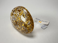 Jackie Brazil "Large Riverstone" Gold Flakes Flat Oval Ring ( R3625 ) Size UK-R / US-8.5