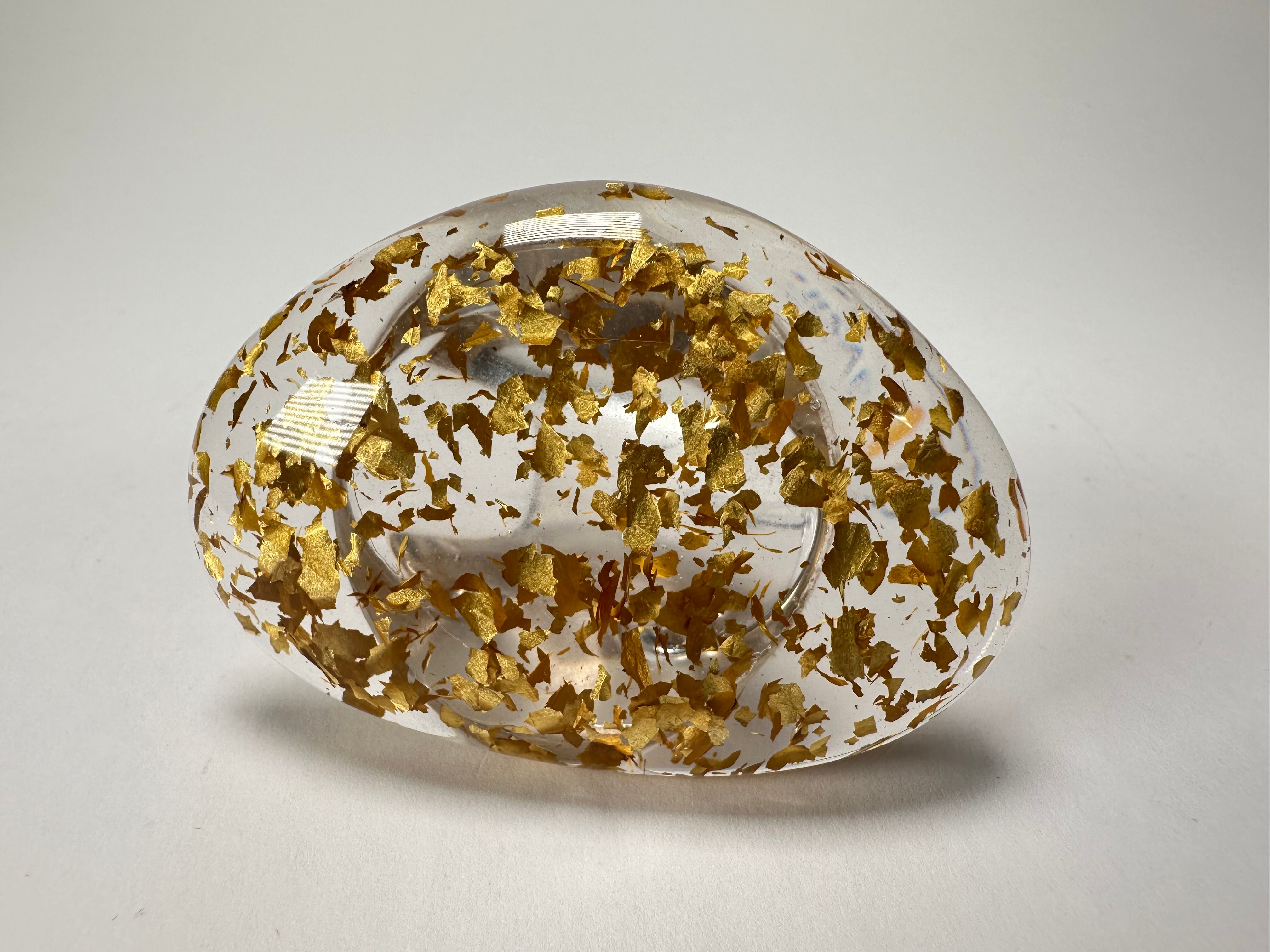 Jackie Brazil "Large Riverstone" Gold Flakes Flat Oval Ring ( R3625 ) Size UK-R / US-8.5