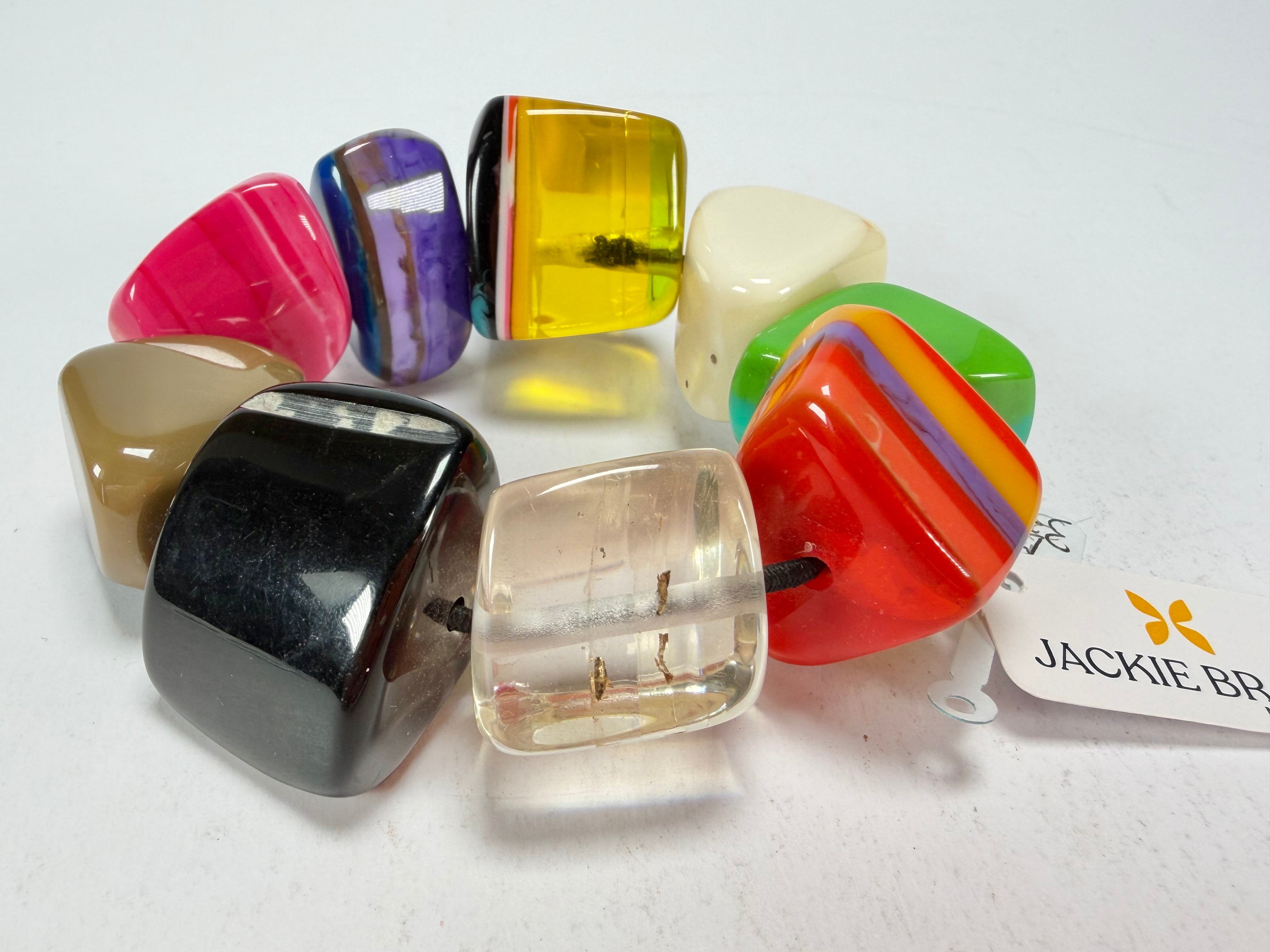 Jackie Brazil "8 PZS" Natural Large Stones Elasticated Bracelet ( B0374 )