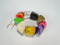 Jackie Brazil "8 PZS" Natural Large Stones Elasticated Bracelet ( B0374 )