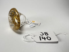 Jackie Brazil "Large Riverstone" Gold Flakes Flat Oval Ring ( R3625 ) Size UK-Z+2 / US-13.5