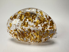 Jackie Brazil "Large Riverstone" Gold Flakes Flat Oval Ring ( R3625 ) Size UK-Z+2 / US-14