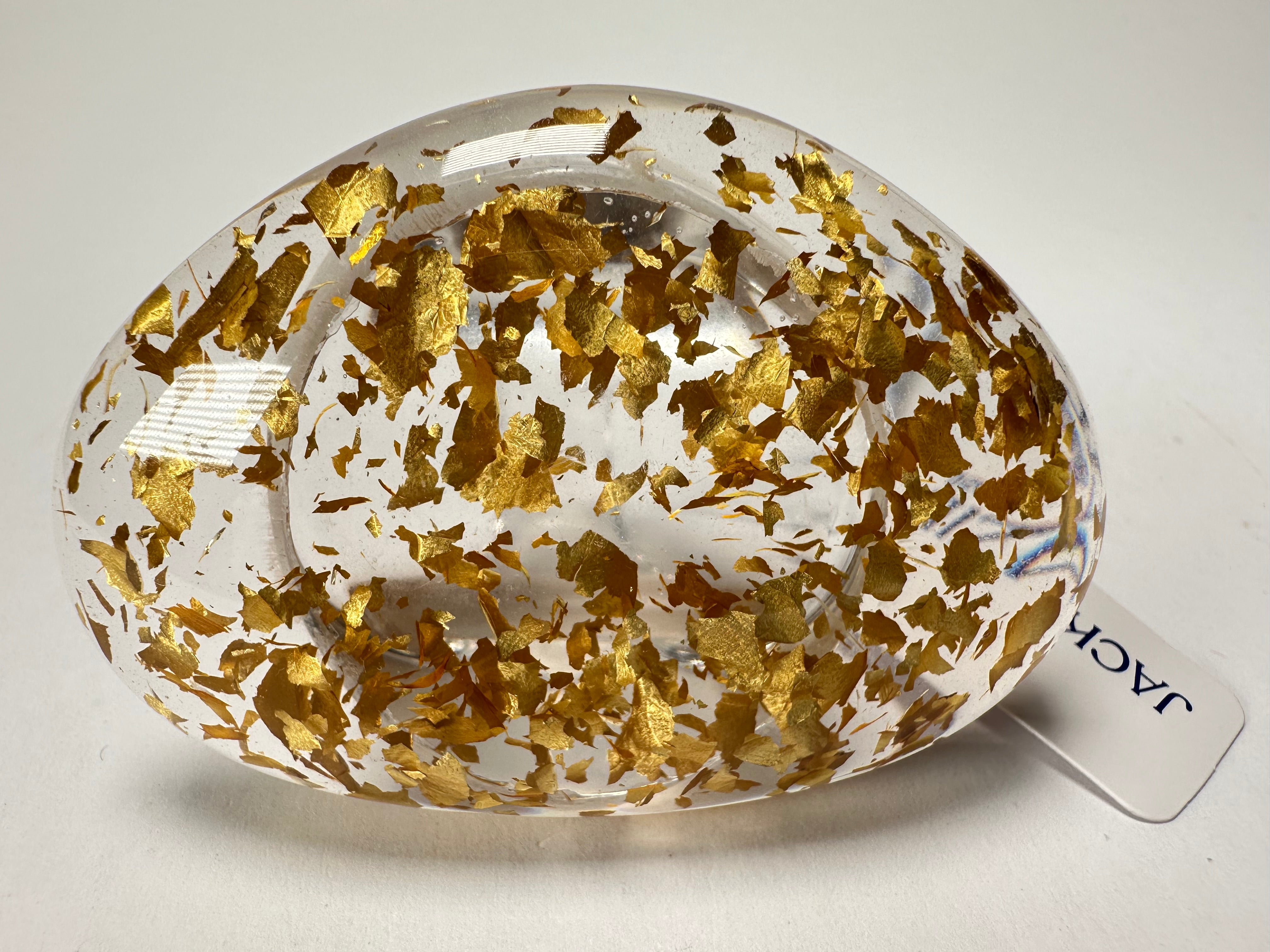 Jackie Brazil "Large Riverstone" Gold Flakes Flat Oval Ring ( R3625 ) Size UK-Z+2 / US-14