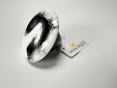 Jackie Brazil "Black & White Marble" Large Riverstone 40mm Ring ( R3605 ) Size UK - T / US-9.5