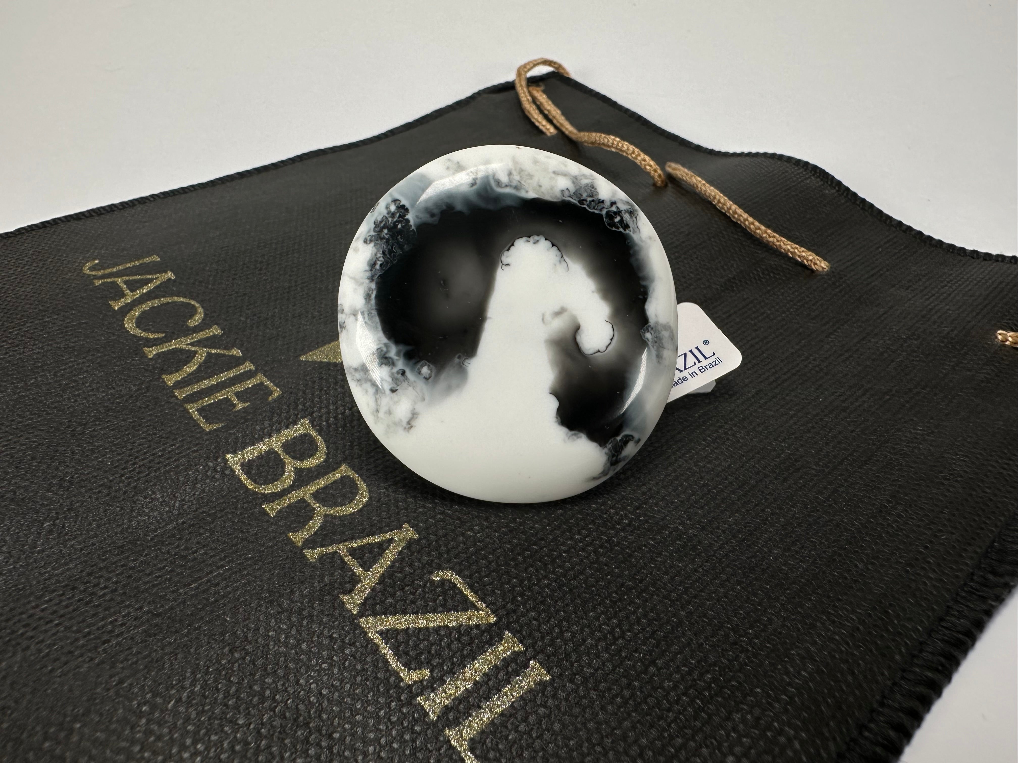 Jackie Brazil "Black & White Marble" Large Riverstone 40mm Ring ( R3605 ) Size UK - T / US-9.5