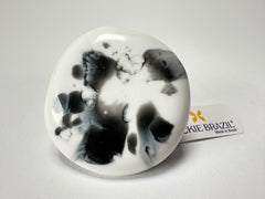 Jackie Brazil "Black & White Marble" Large Riverstone 40mm Ring ( R3605 ) Size UK - T / US-9