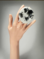 Jackie Brazil "Black & White Marble" Large Riverstone 40mm Ring ( R3605 ) Size UK - T / US-9